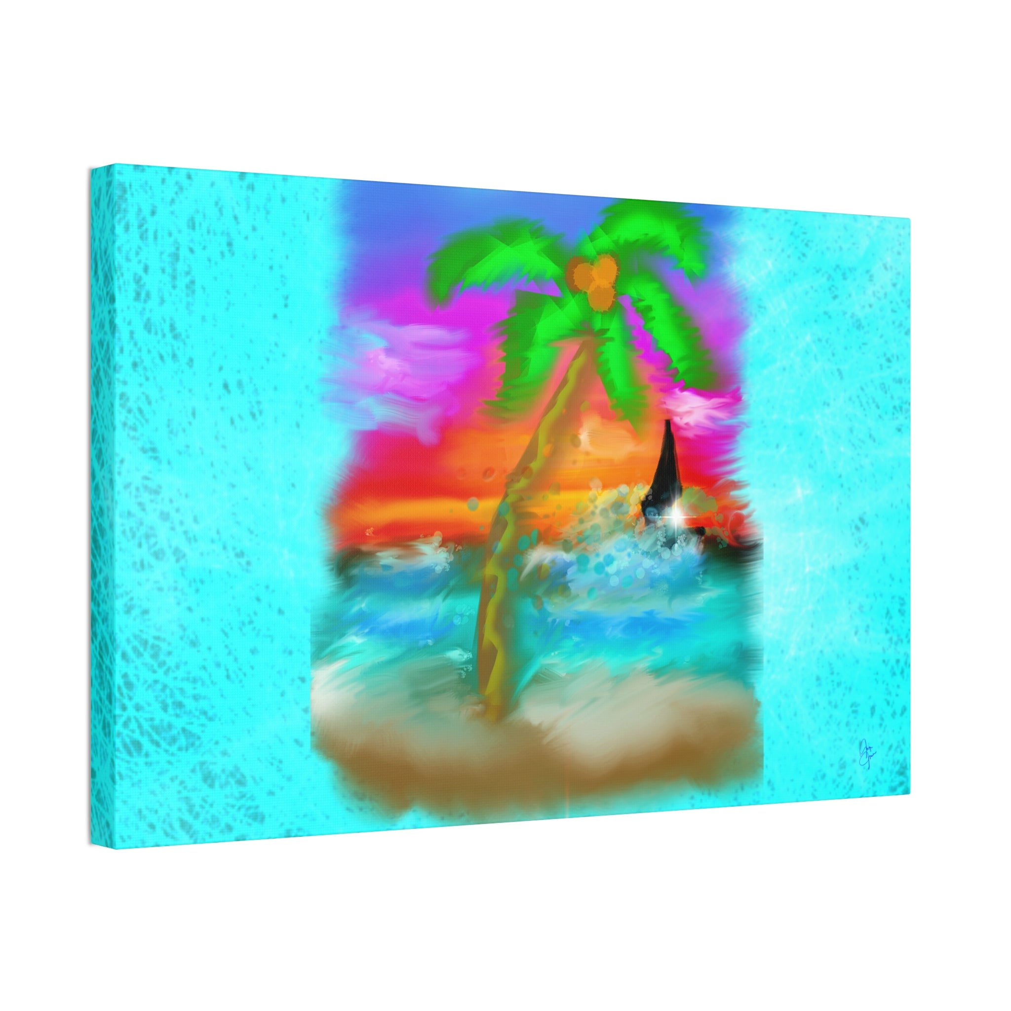 Tropical Sunset Palm Canvas - Stretched Wall Art (1.5" Depth)
