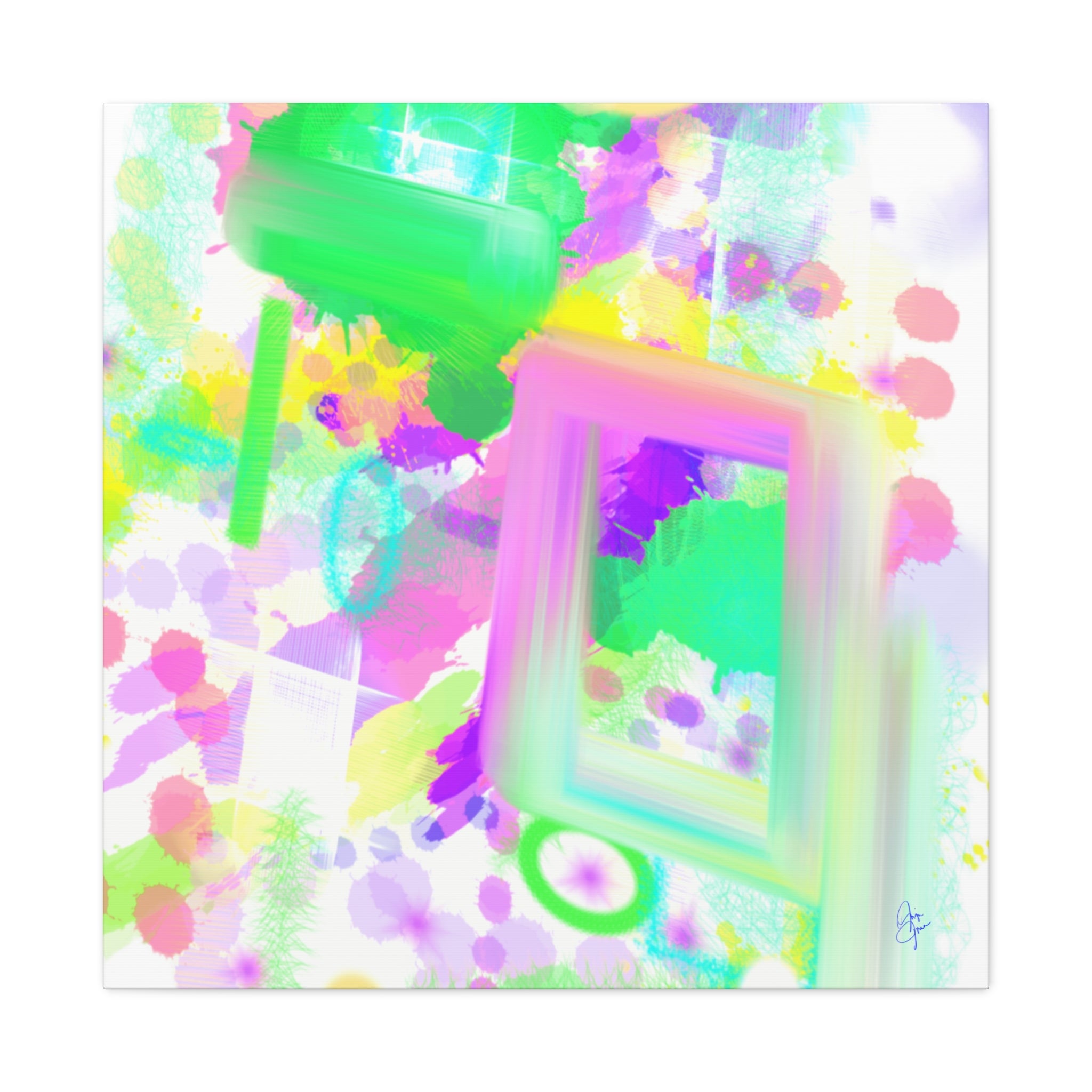 Abstract Pastel Splash Canvas Print — Bright Neon Frame Wall Art