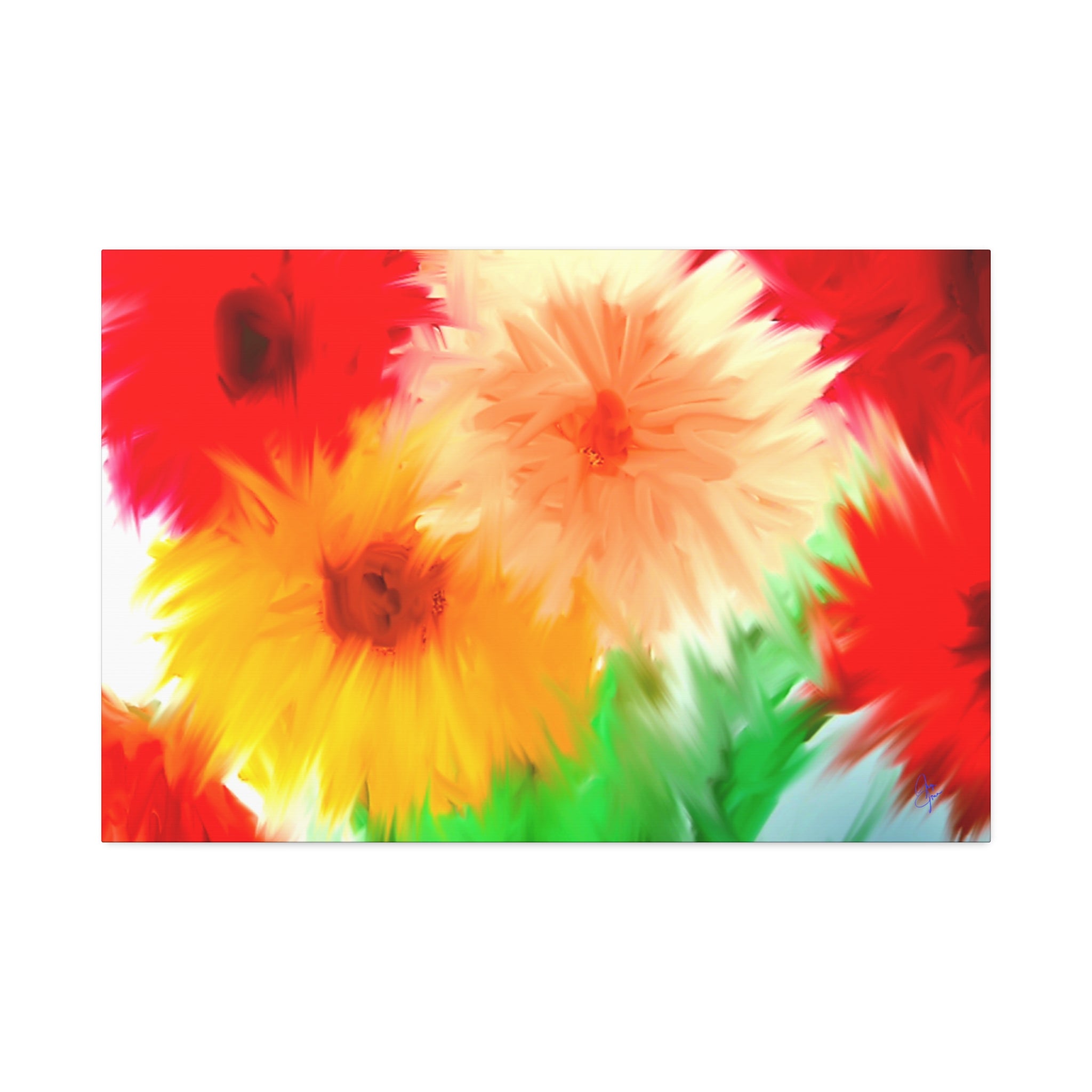 Bright Floral Abstract Canvas Wall Art — Stretched 1.5"