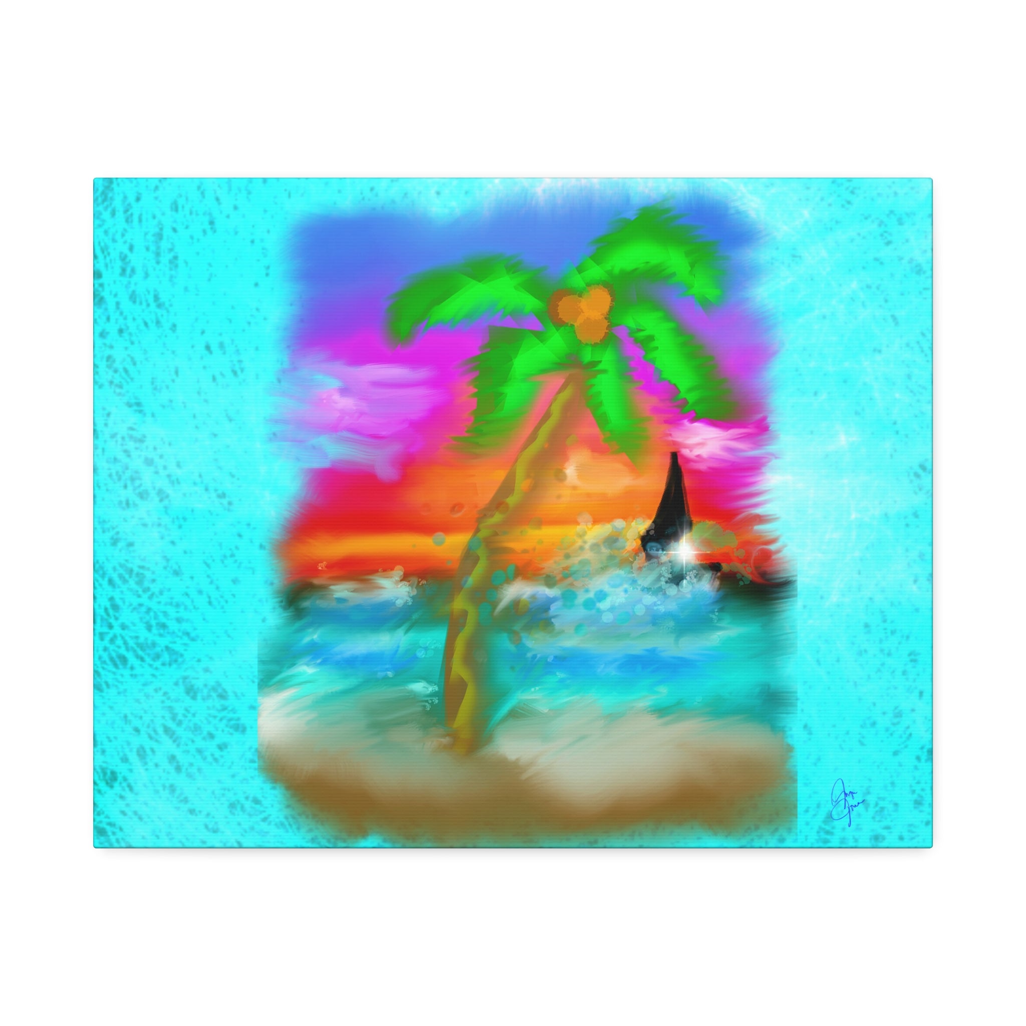 Tropical Sunset Palm Canvas - Stretched Wall Art (1.5" Depth)