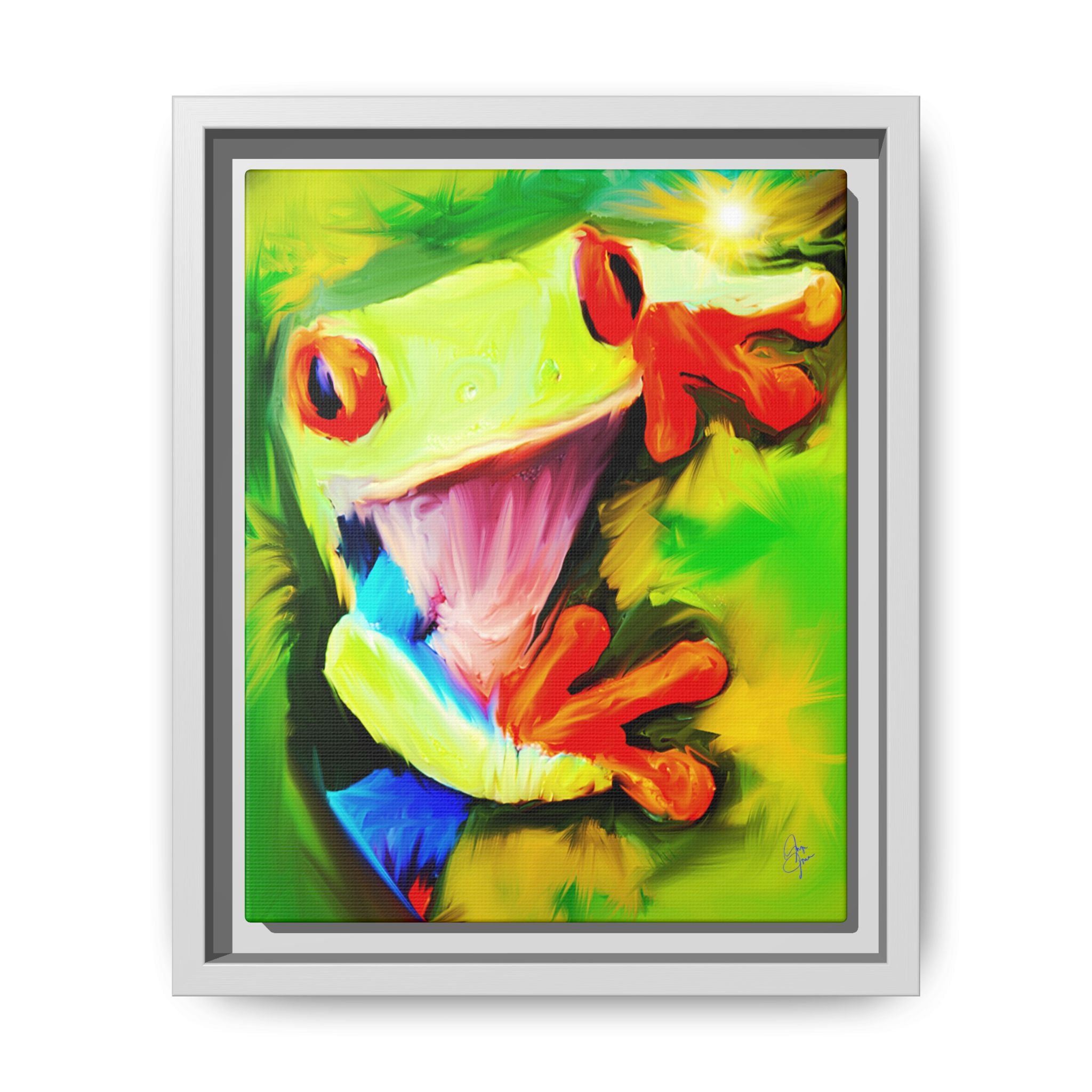 Colorful Tree Frog Matte Canvas Print — Framed Tropical Wall Art