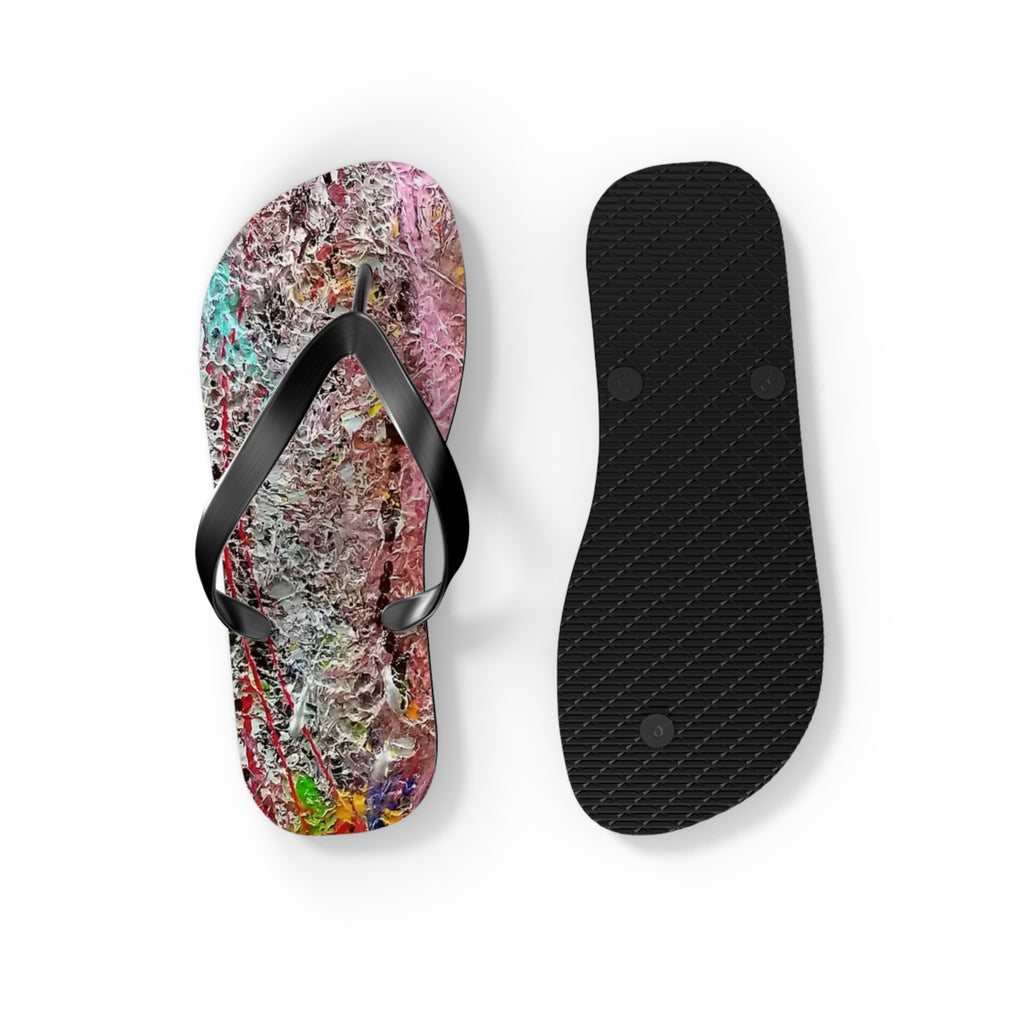 Artistic Abstract Flip Flops — Colorful Graffiti Texture Sandals