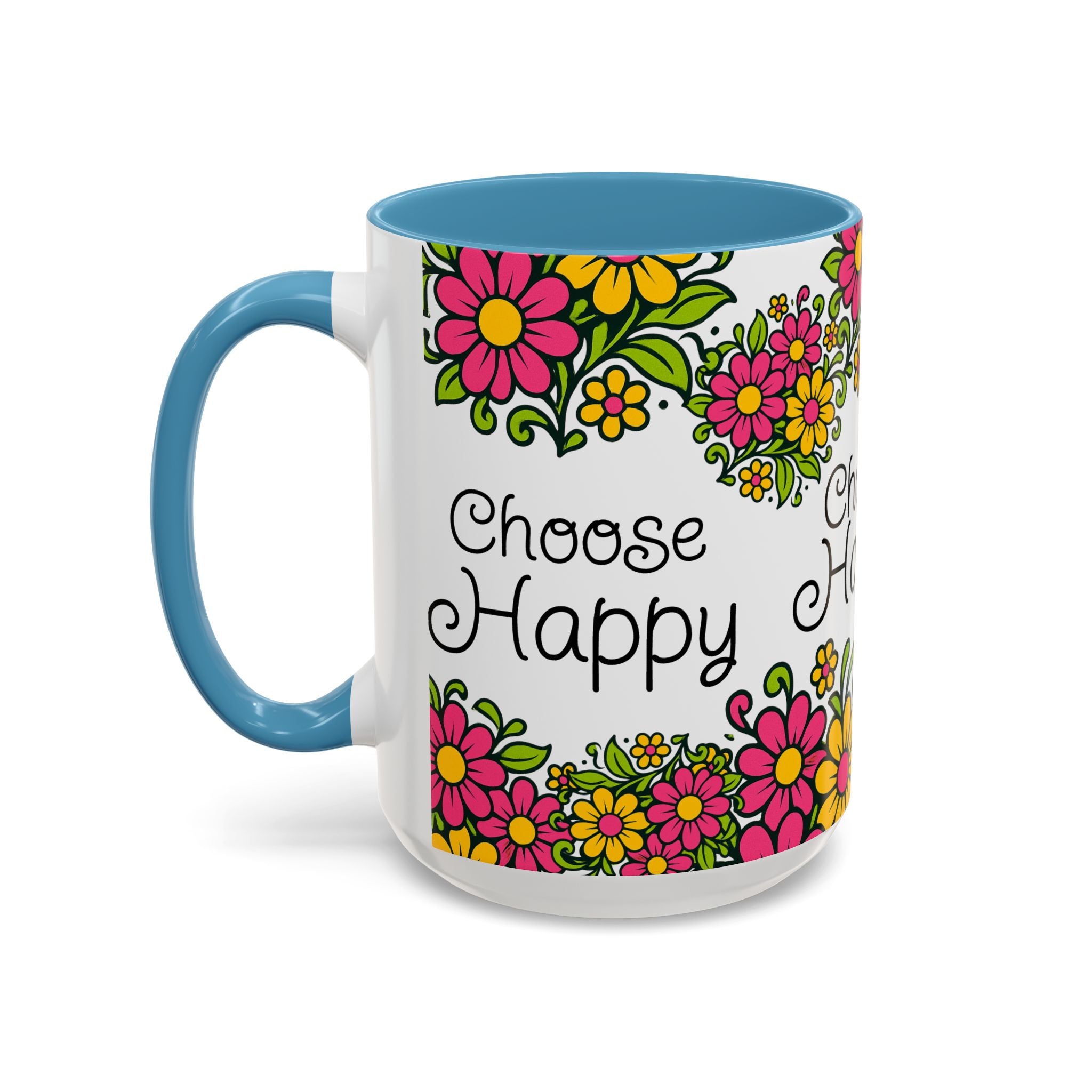 Choose Happy Floral Coffee Mug — Accent 11/15oz