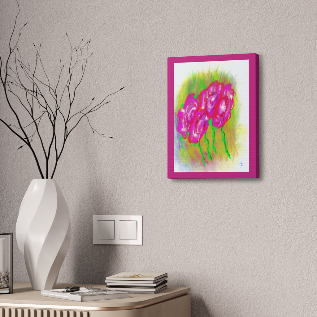 Pink Floral Pop Canvas Art — Stretched 1.5" Wall Print
