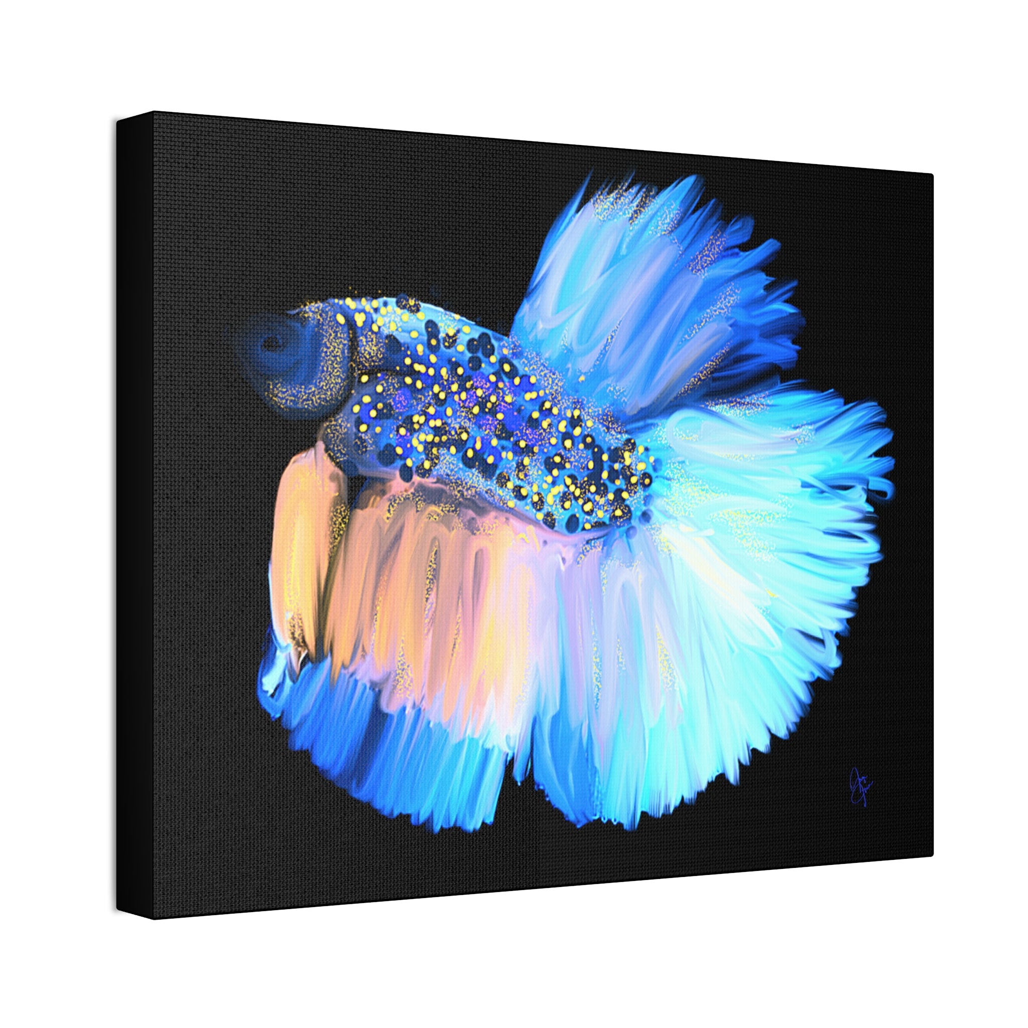 Betta Fish Canvas Print — Vibrant Blue Tropical Aquarium Wall Art (Stretched 1.5")