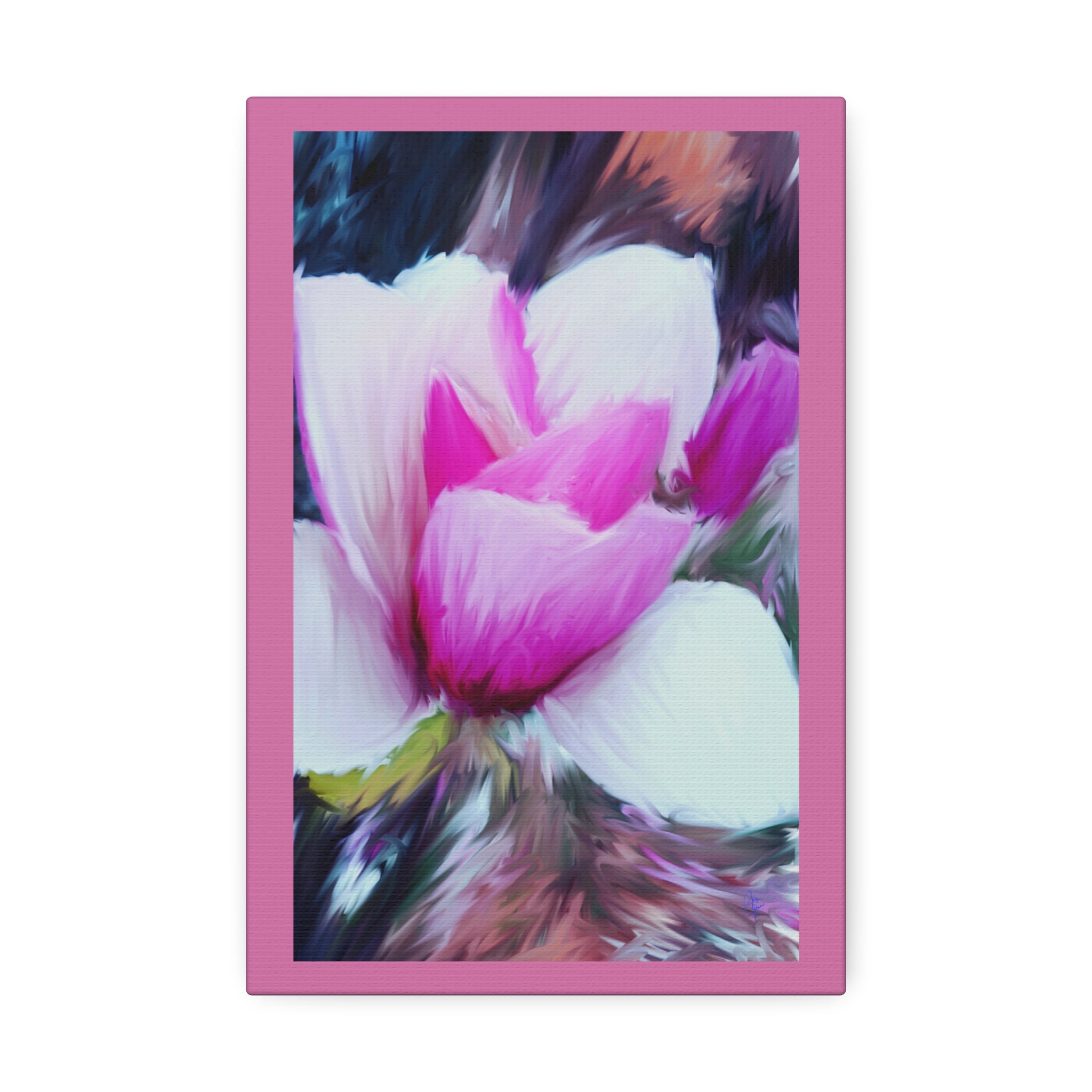 Pink Tulip Tree Abstract Canvas Wall Art — Stretched 1.5"