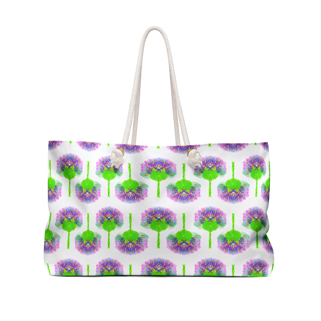 Floral Fuchsia Tree Weekender Bag — Watercolor Blossom Travel Tote