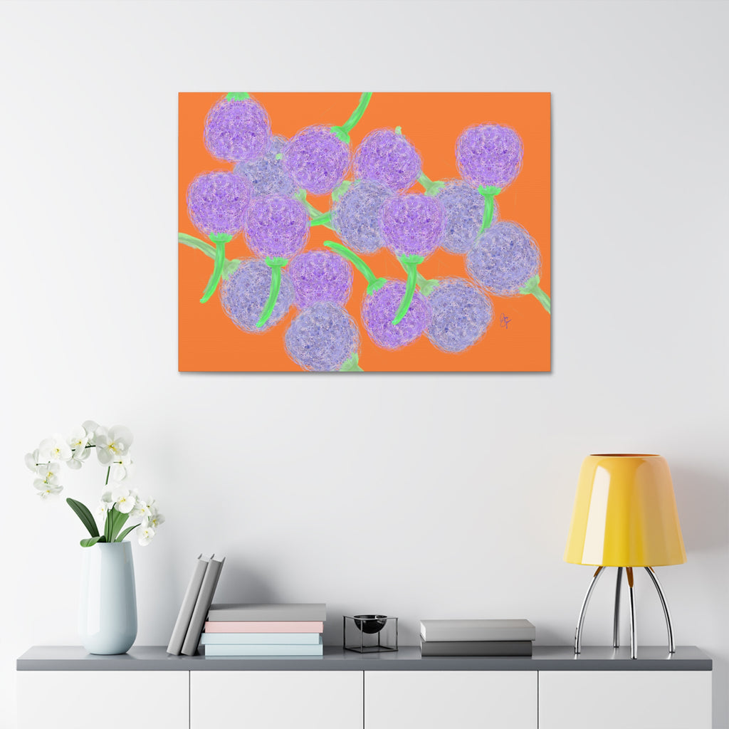 Purple Berry Art Canvas Print — Floral Abstract Wall Decor (Stretched 1.5")