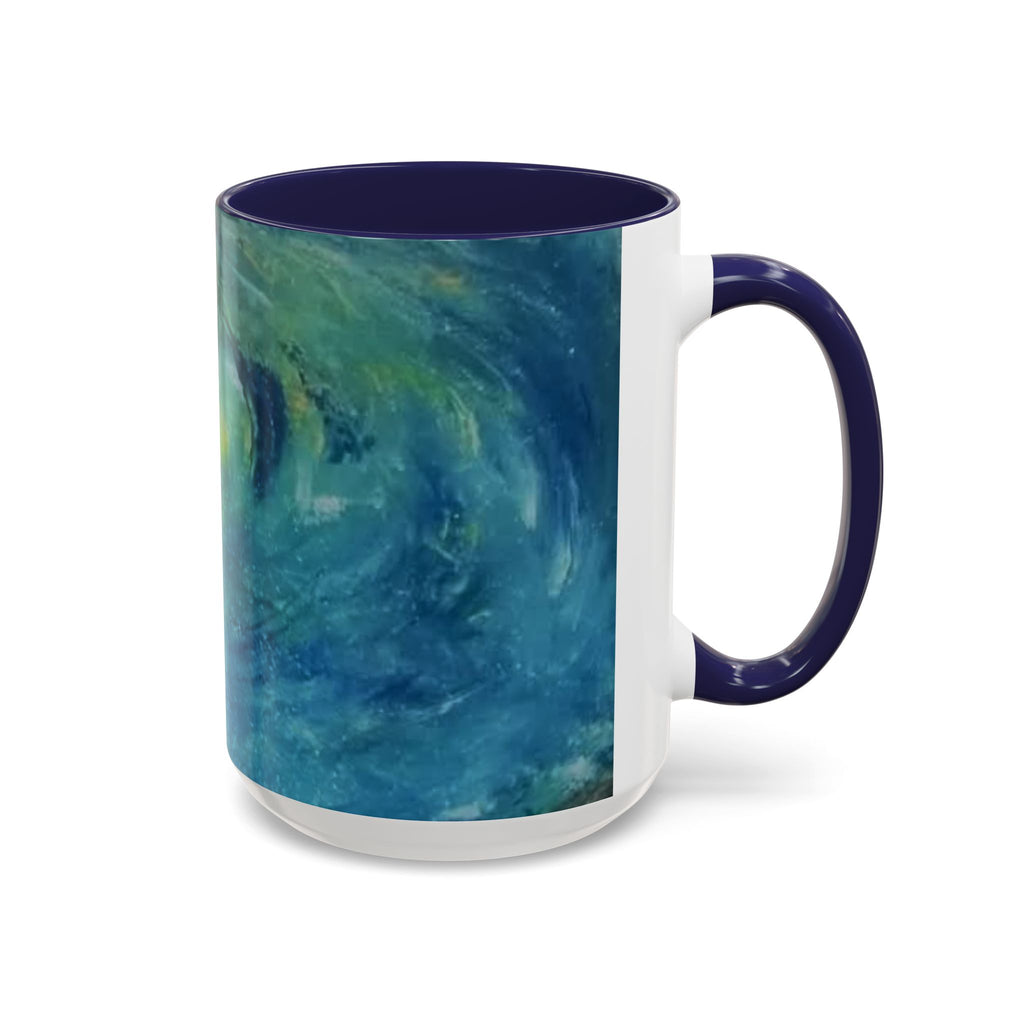Ocean Wave Art Coffee Mug — Blue/Teal Abstract Accent Mug (11/15oz)