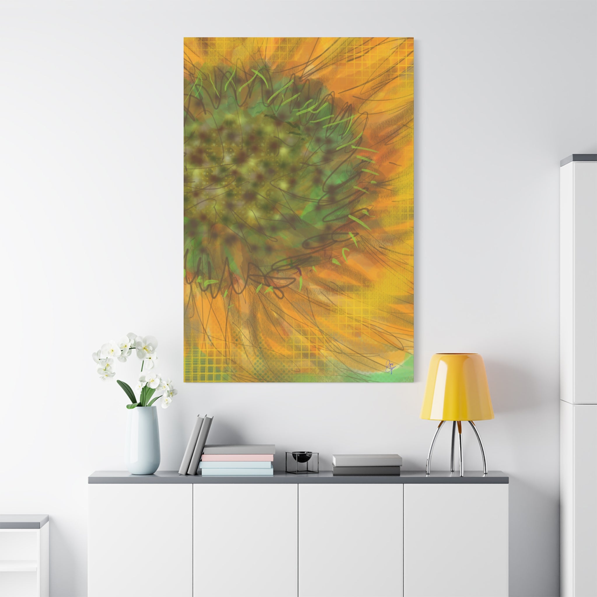 Sunflower Burst Matte Canvas Wall Art — Orange Stretched Canvas Print