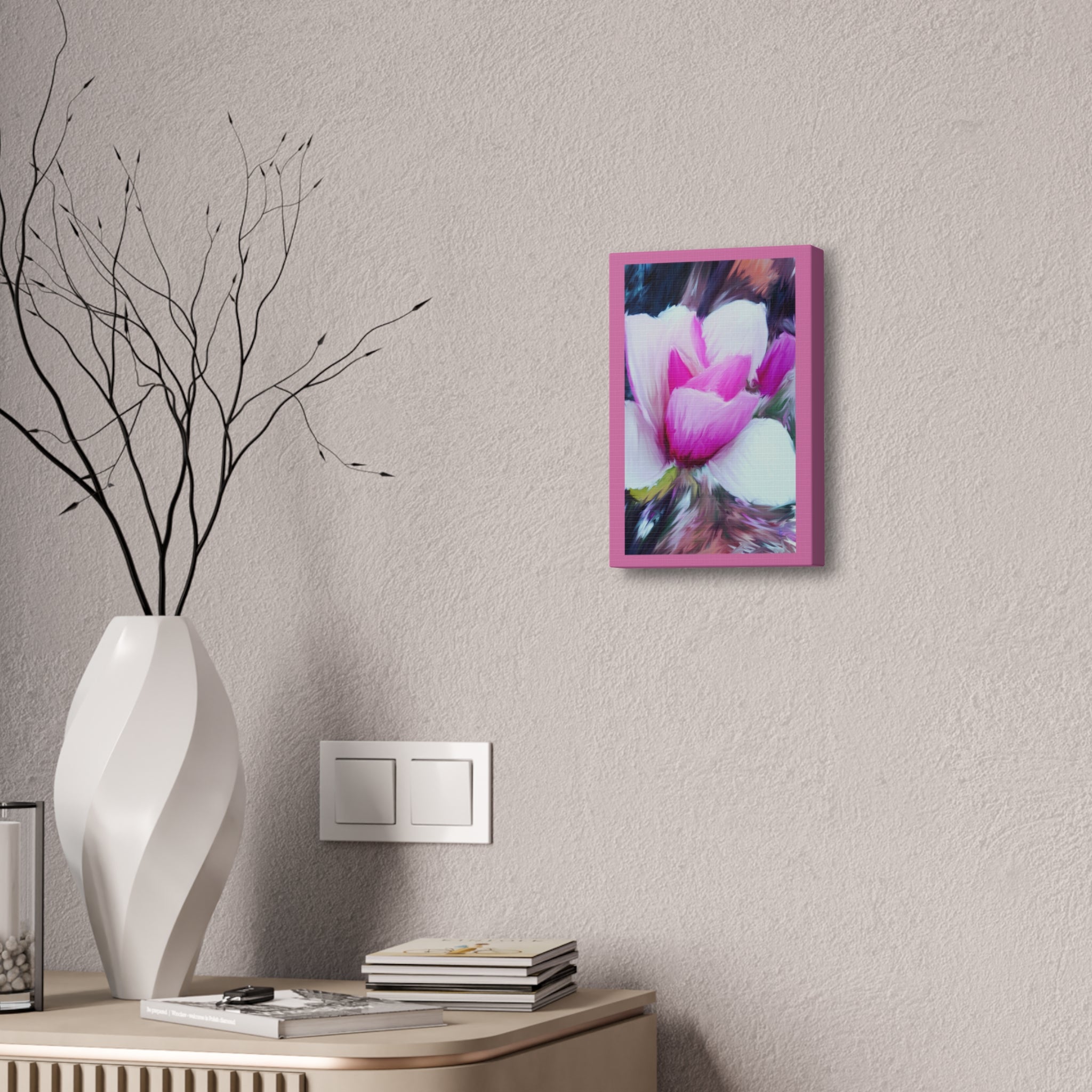 Pink Tulip Tree Abstract Canvas Wall Art — Stretched 1.5"