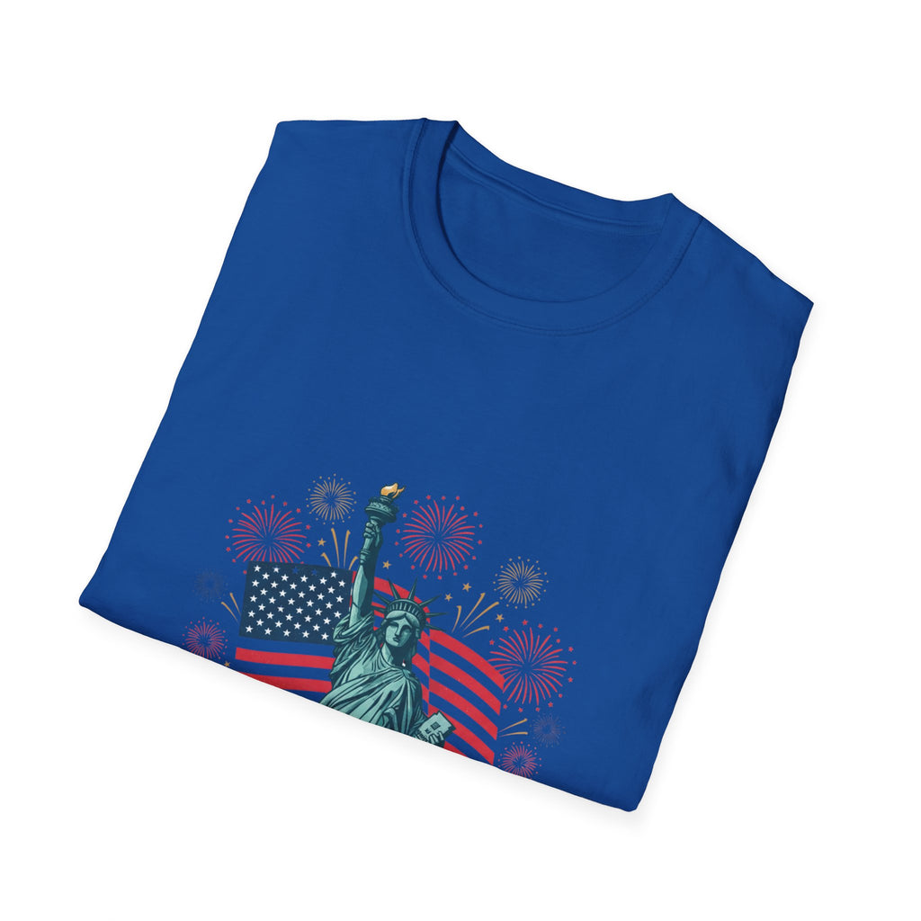 T-Shirt — "Happy 250th Birthday America" Statue of Liberty & Flag Patriotic Tee