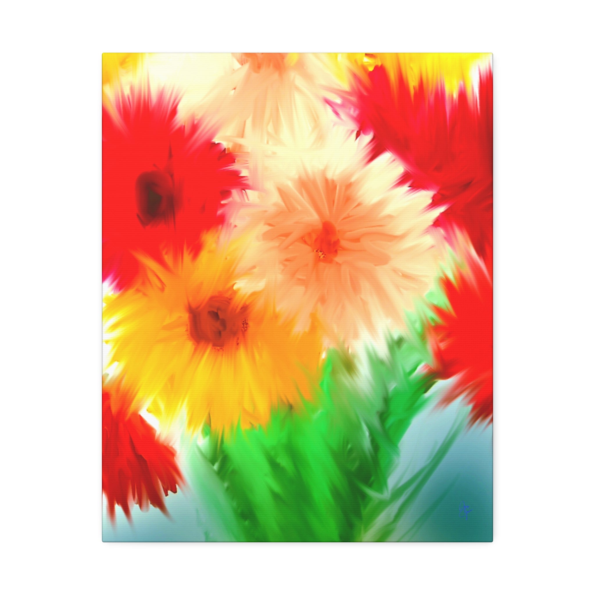 Bright Floral Abstract Canvas Wall Art — Stretched 1.5"