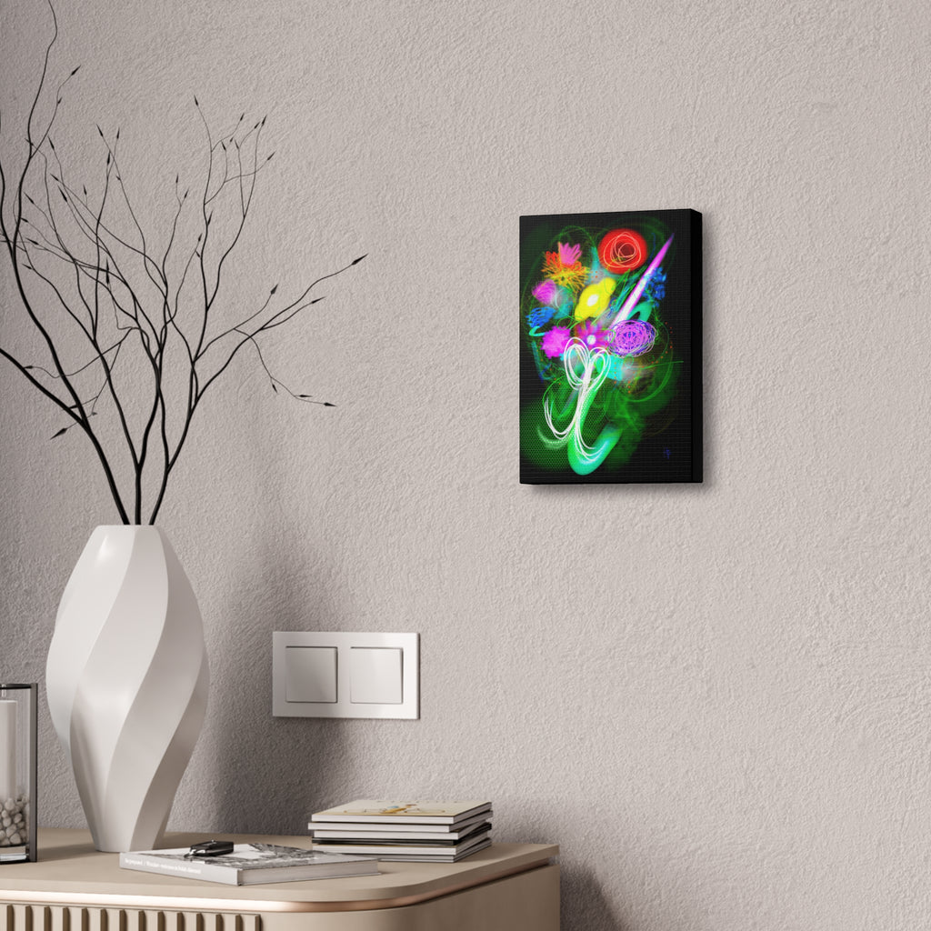 Neon Floral Abstract Canvas Print — Vibrant Glow Wall Art