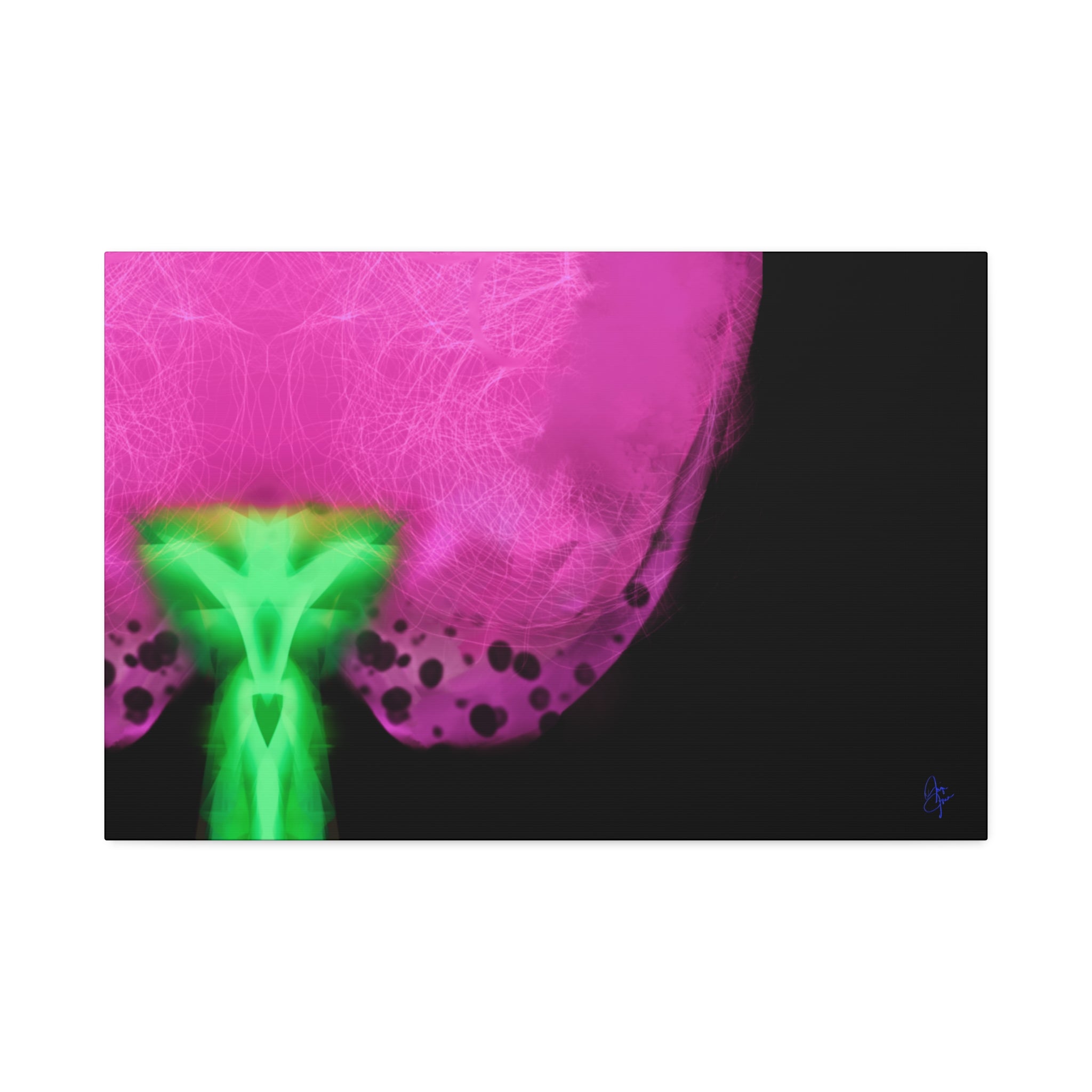 Neon Bloom Abstract Canvas Print — Pink & Green Modern Wall Art