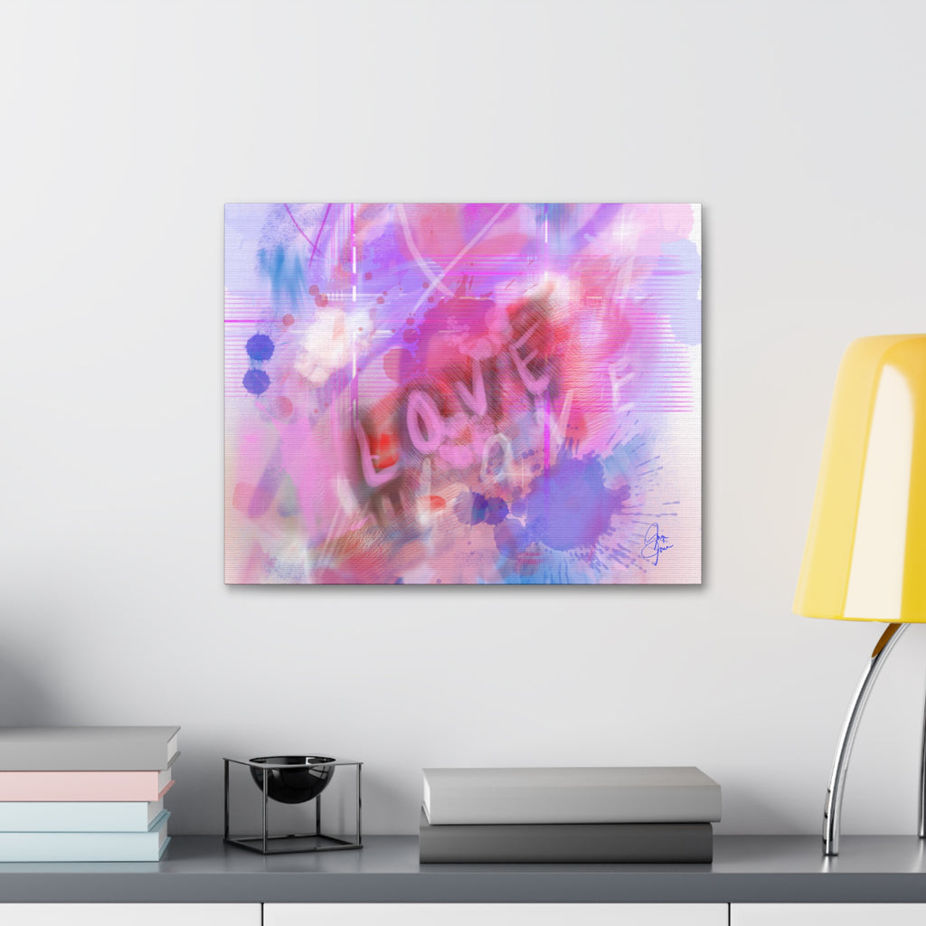 Love Vibes Canvas Wall Art — Pink Abstract Stretched Canvas