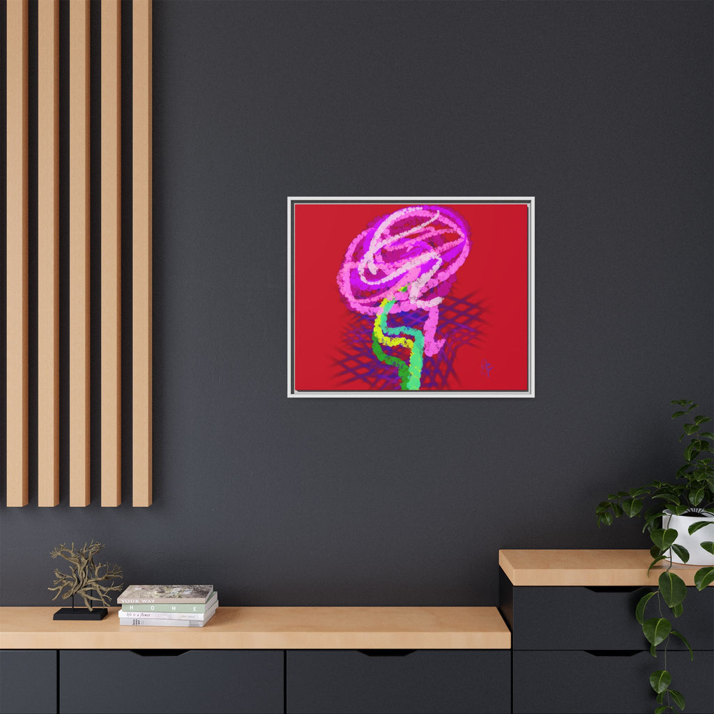 Framed Matte Canvas - Neon Rose Abstract Wall Art