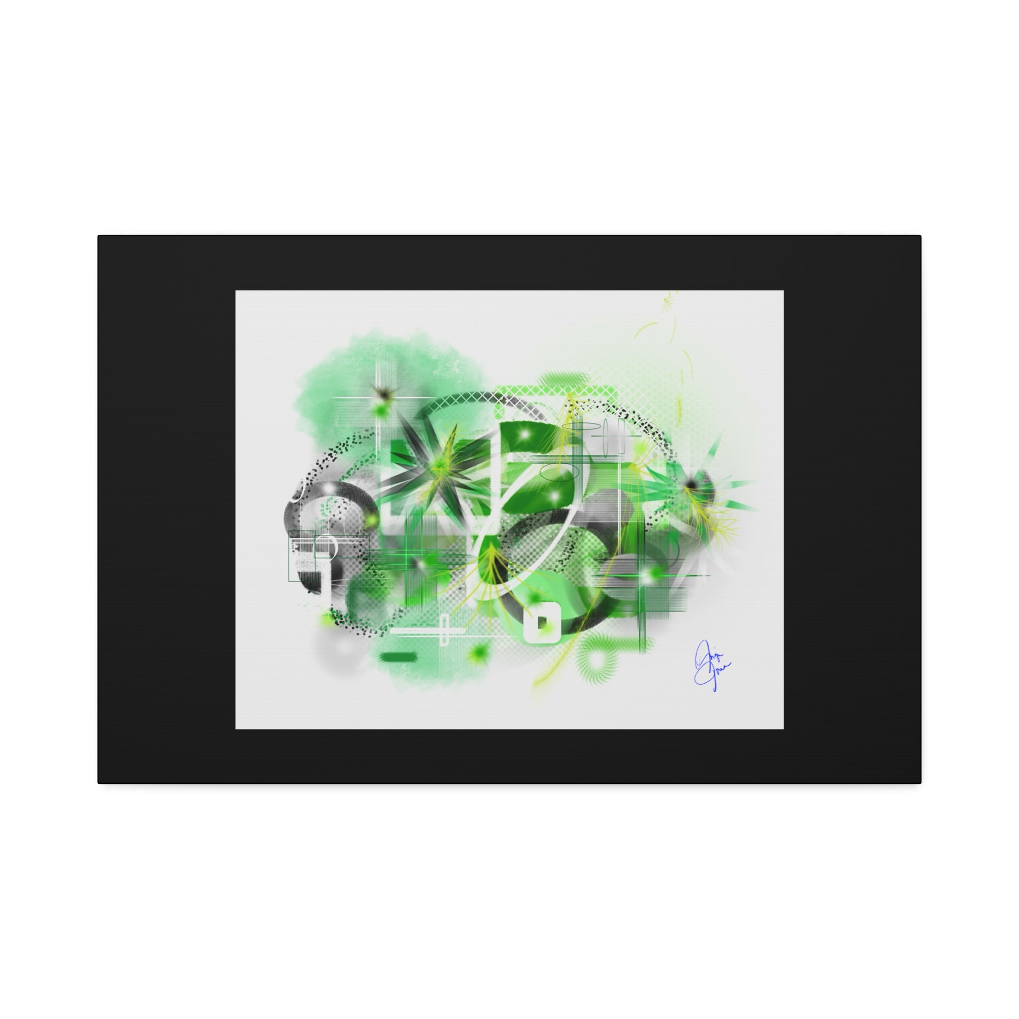 Abstract Green Geometric Canvas Stretched Print