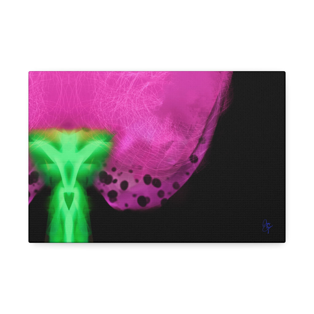 Neon Bloom Abstract Canvas Print — Pink & Green Modern Wall Art