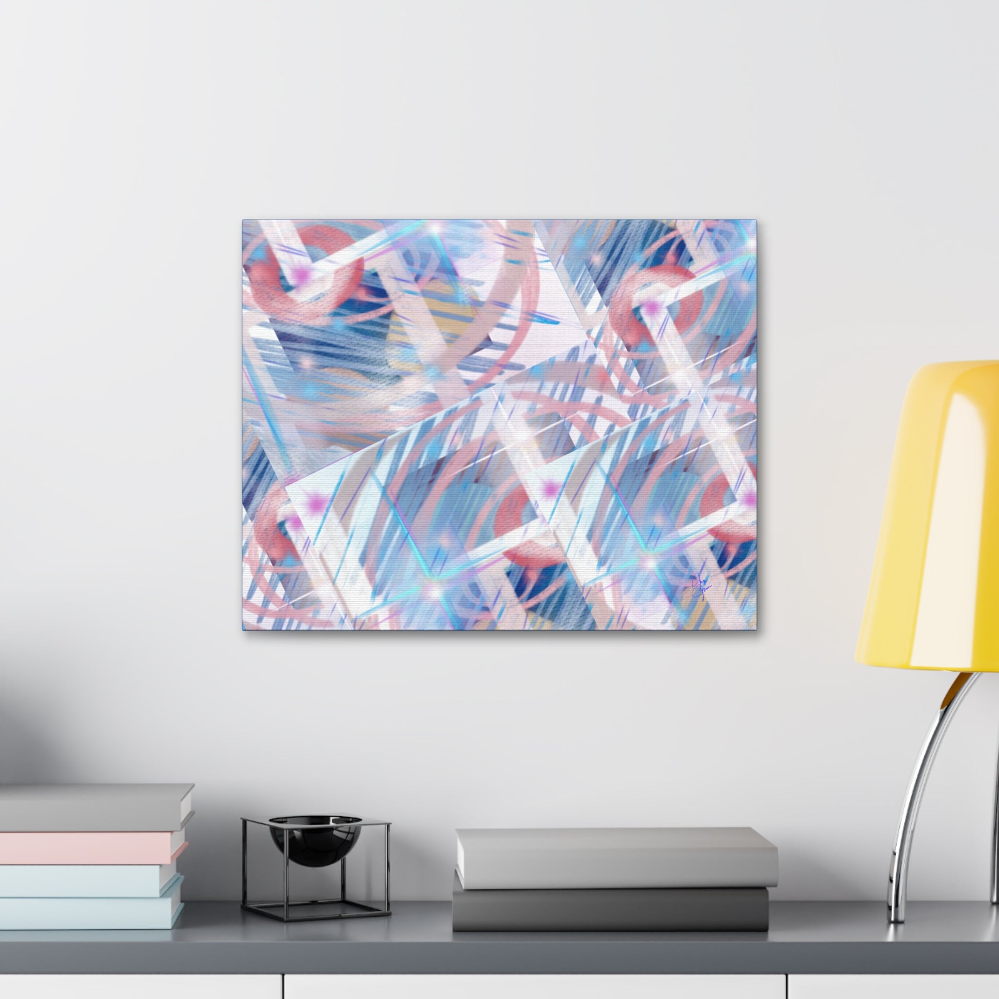 Abstract Pastel Flamingo Canvas Stretch 1.5" - Modern Tropical Wall Art