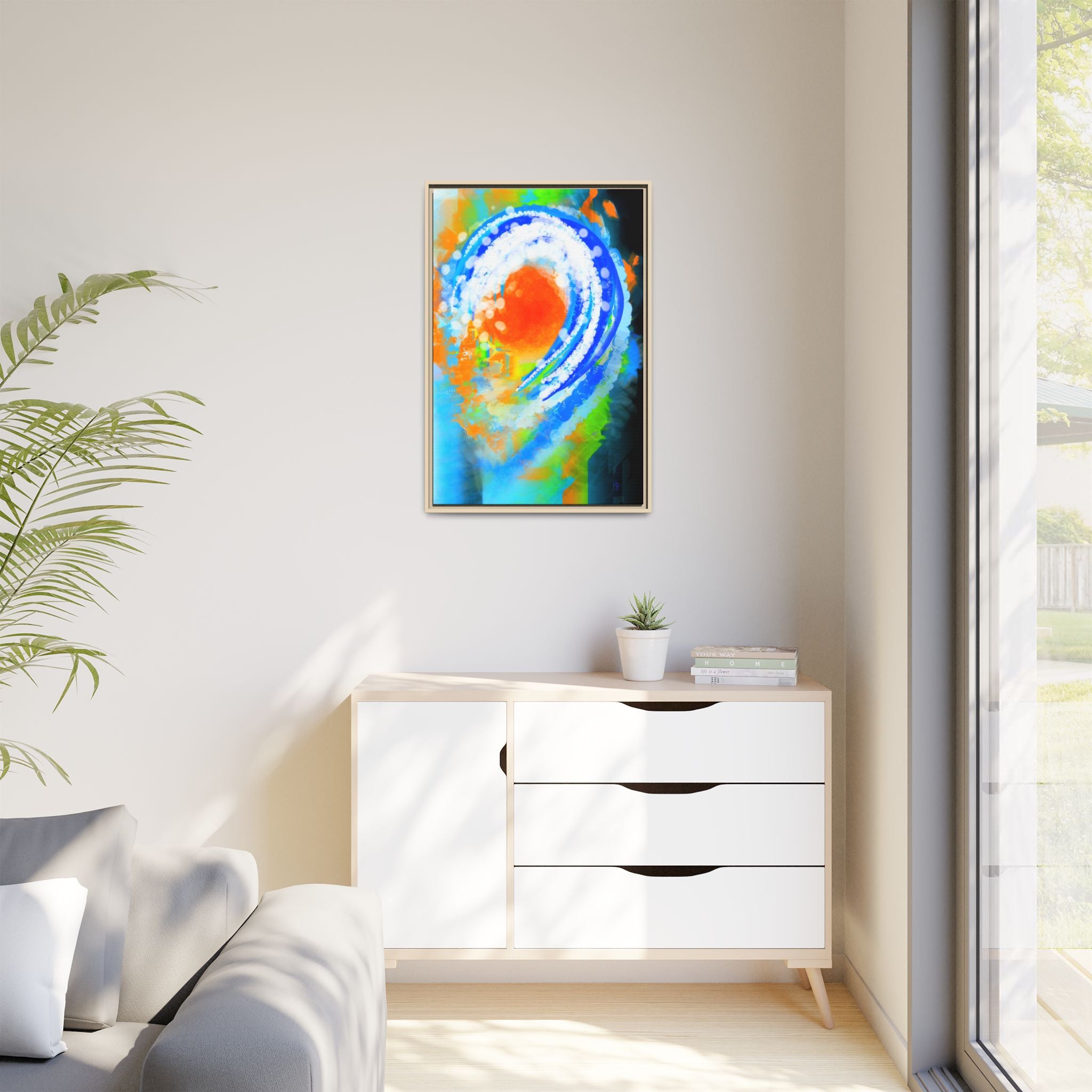 Abstract Ocean Wave Matte Canvas Print — Framed Multi‑Color Wall Art