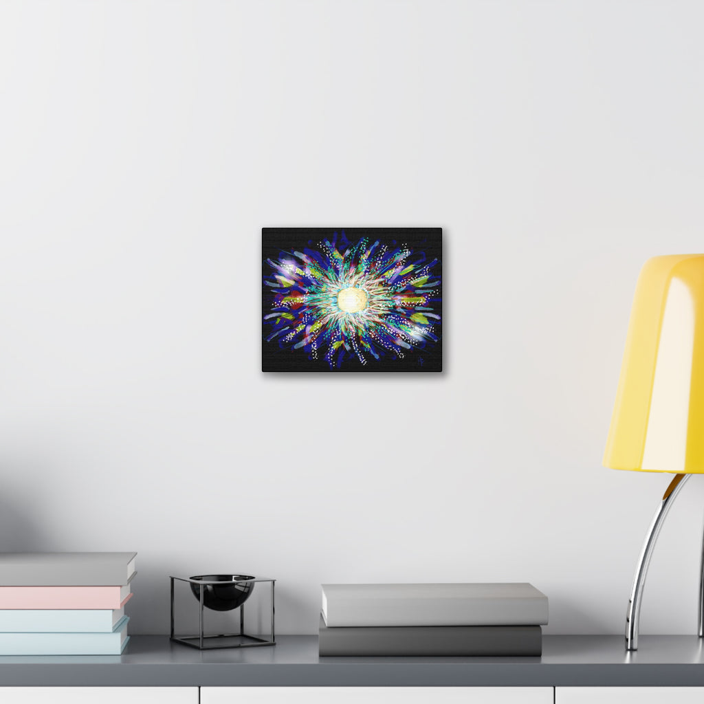 Abstract Cosmic Burst Canvas Wall Art — Colorful Sunflower Explosion on Black