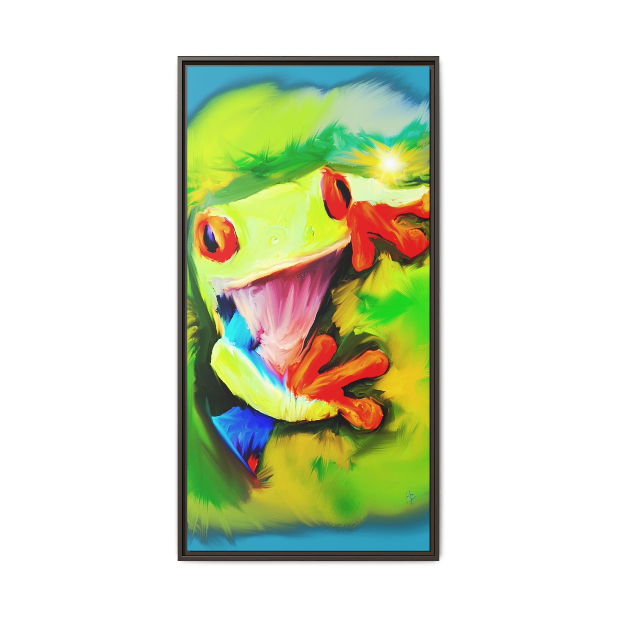 Colorful Tree Frog Matte Canvas Print — Framed Tropical Wall Art