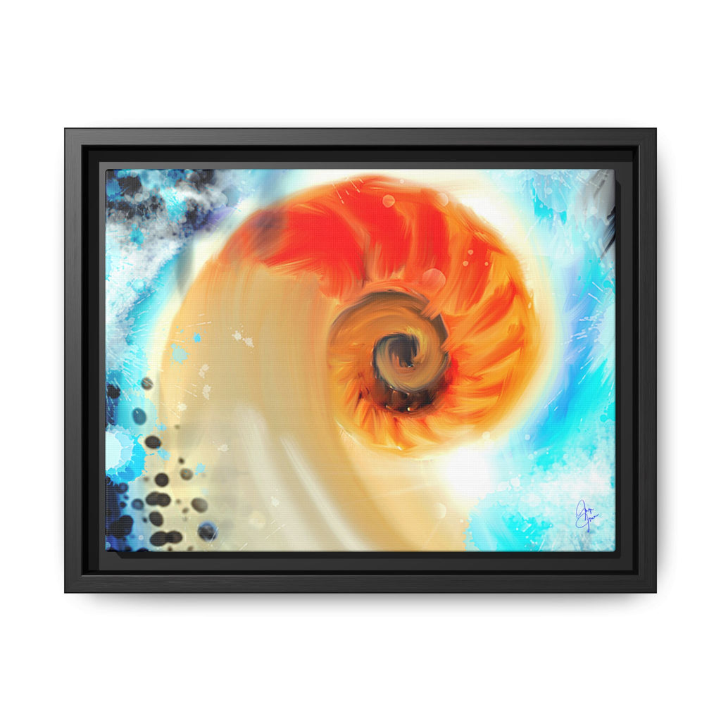 Framed Abstract Spiral Canvas Art — Vibrant Nautical Wave Print