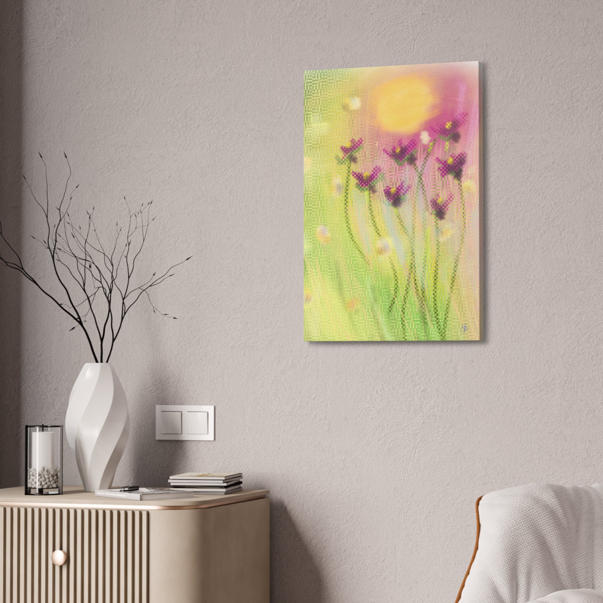 Spring Meadow Floral Canvas Stretched Wall Art (1.5" Depth)