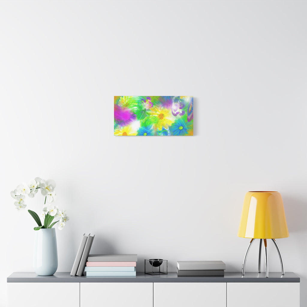 Bright Floral Abstract Matte Canvas Wall Art — Vibrant Daisy Pop
