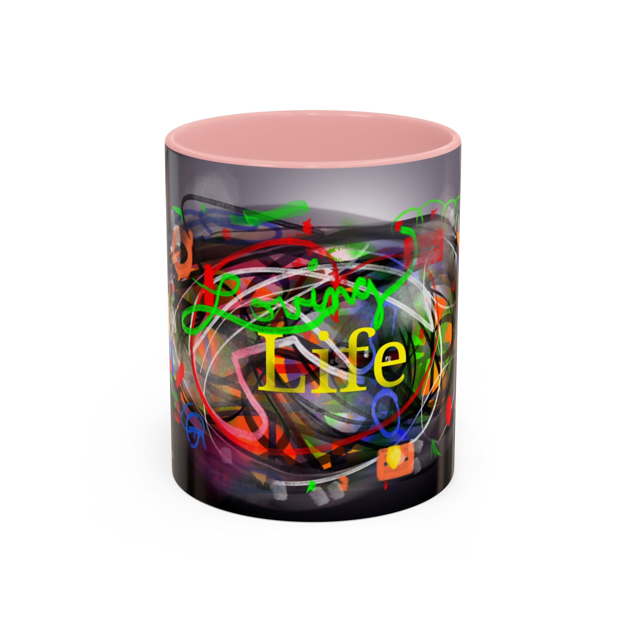 Abstract 'Live Your Life' Accent Coffee Mug — Colorful Artistic Ceramic Mug (11/15oz)