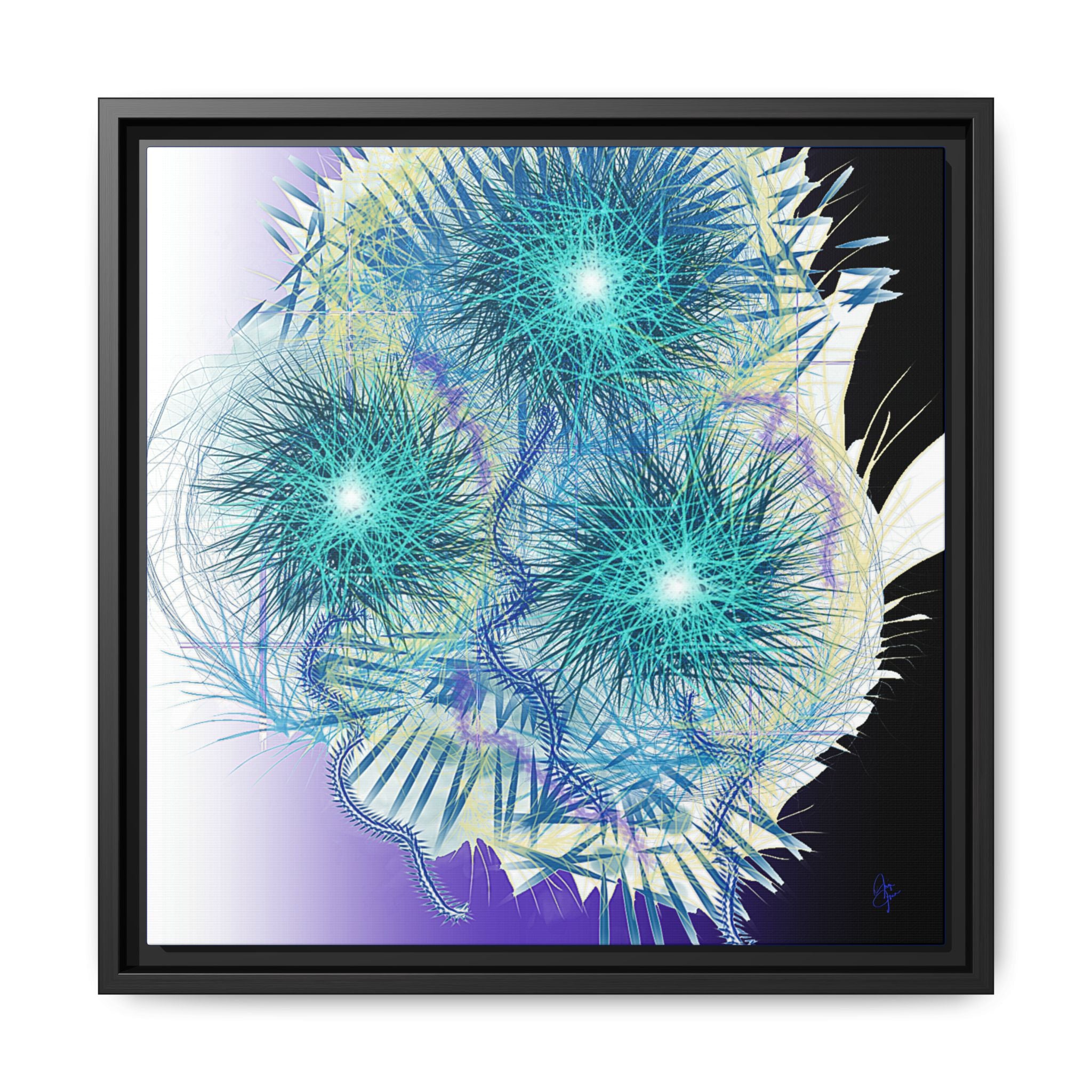 Dandelion Abstract Print Matte Canvas Framed Wall Art