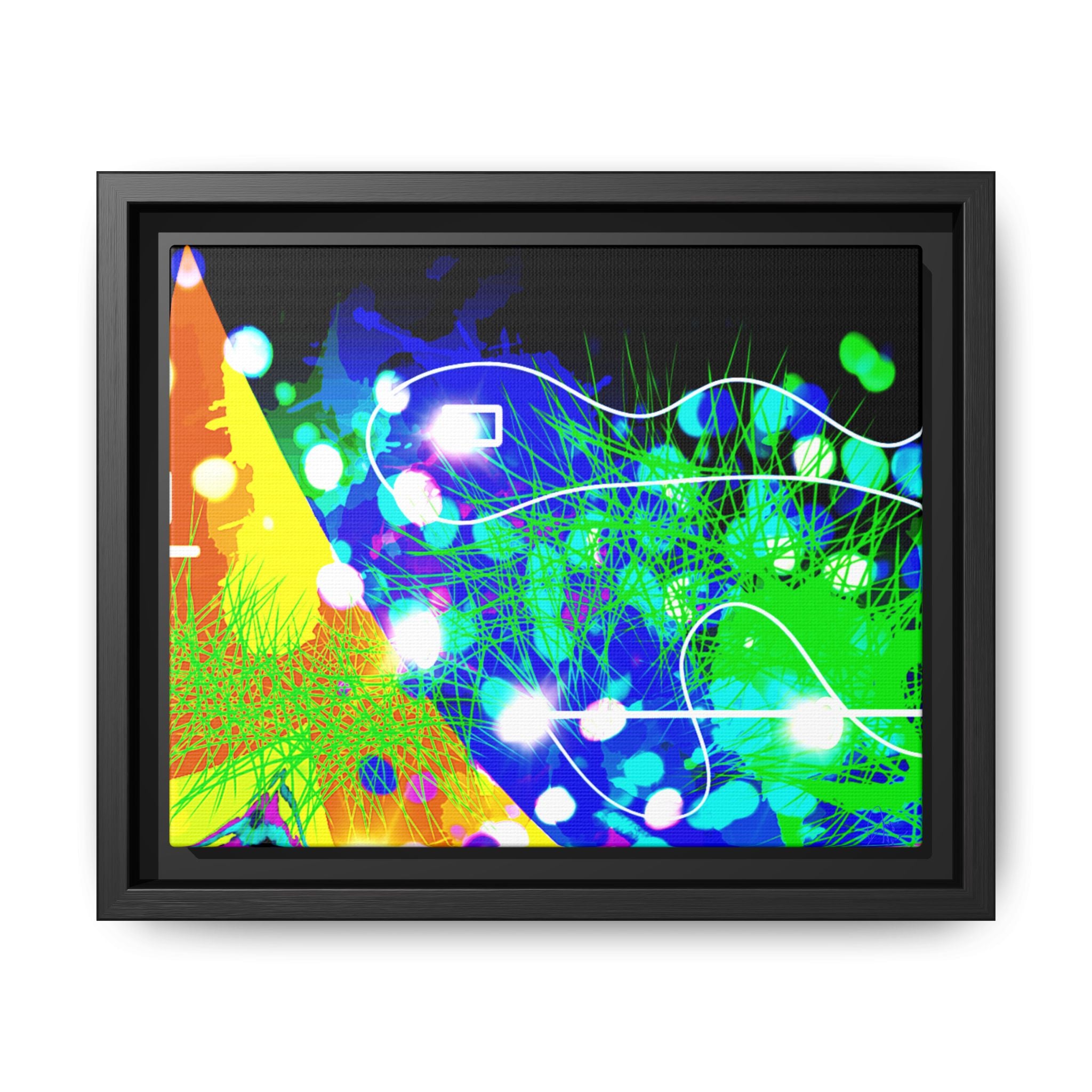 Abstract Neon Wave Matte Canvas Framed Art