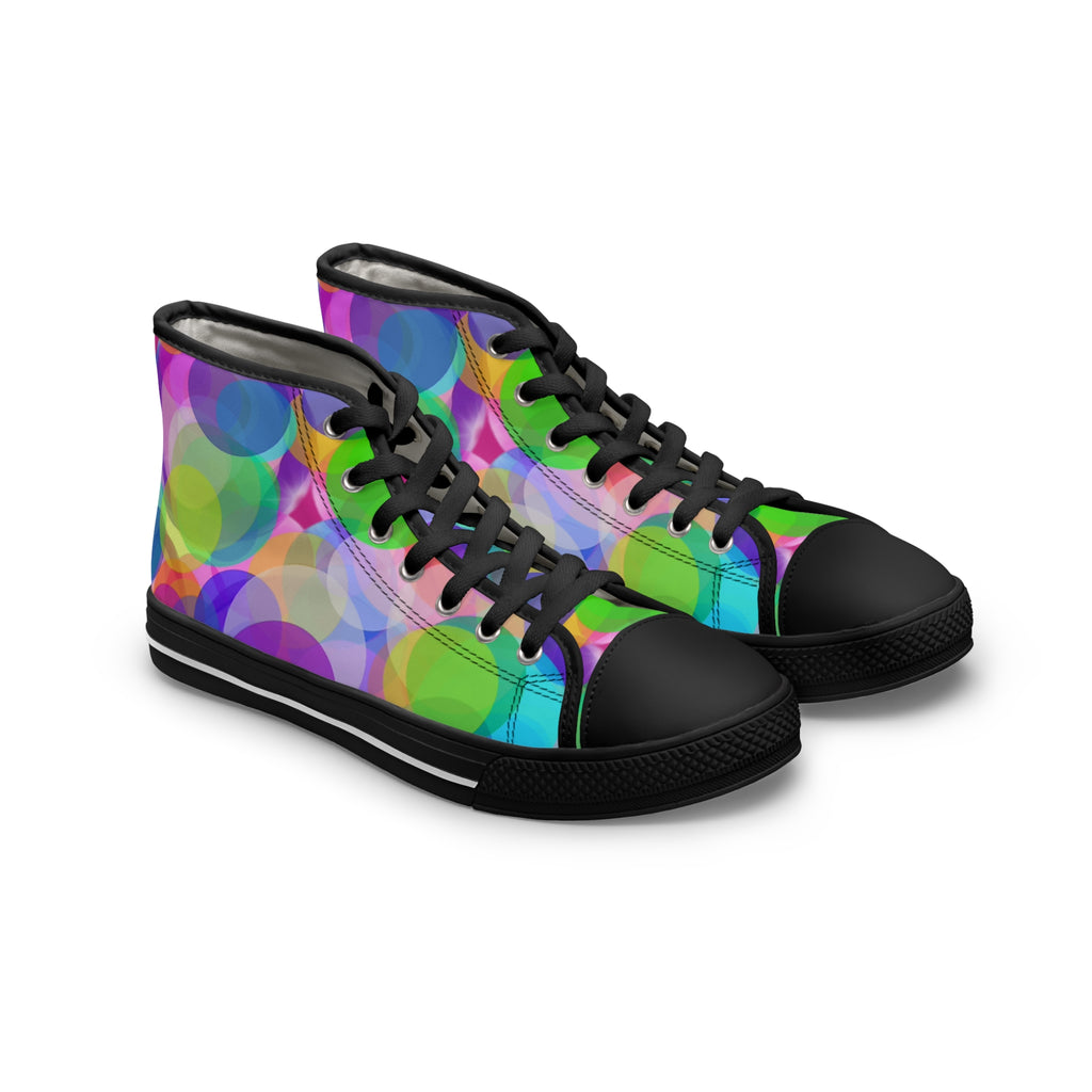 Women's High Top Sneakers — Colorful Bokeh Bubble Pattern