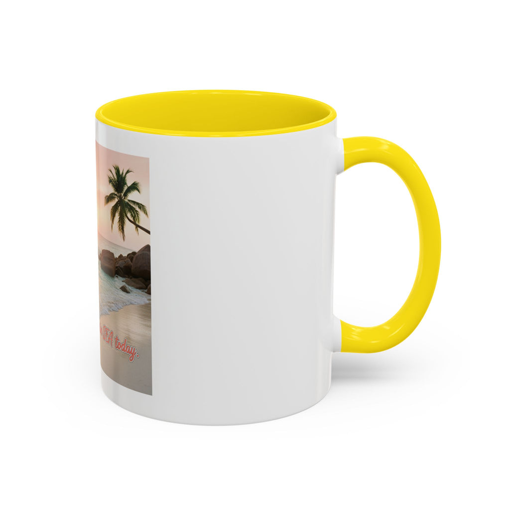 Tropical Beach Coffee Mug — Sunset Palm Ocean Accent Mug (11/15 oz)
