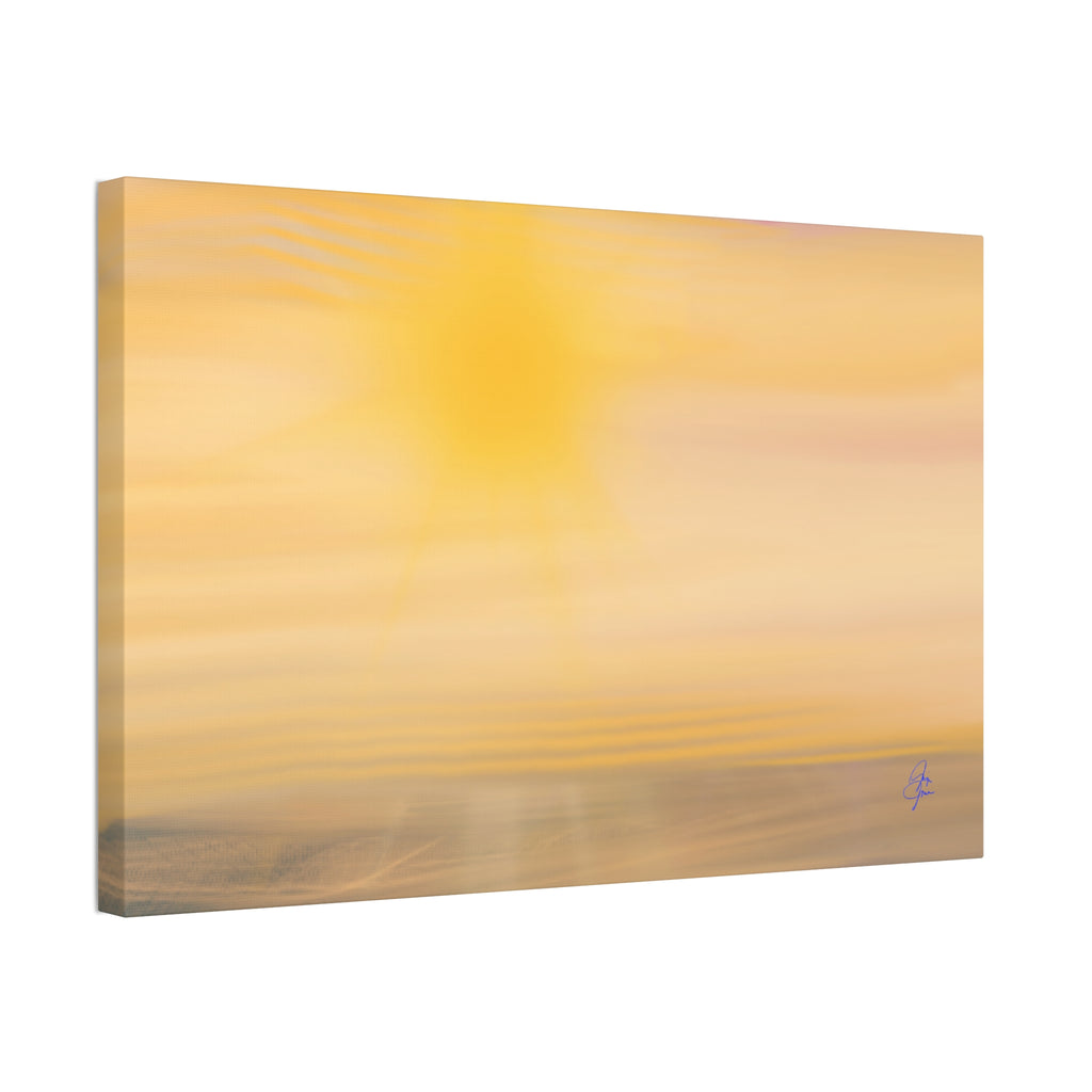 Golden Sunrise Canvas Wall Art – Tranquil Coastal Landscape, Stretched 1.5"