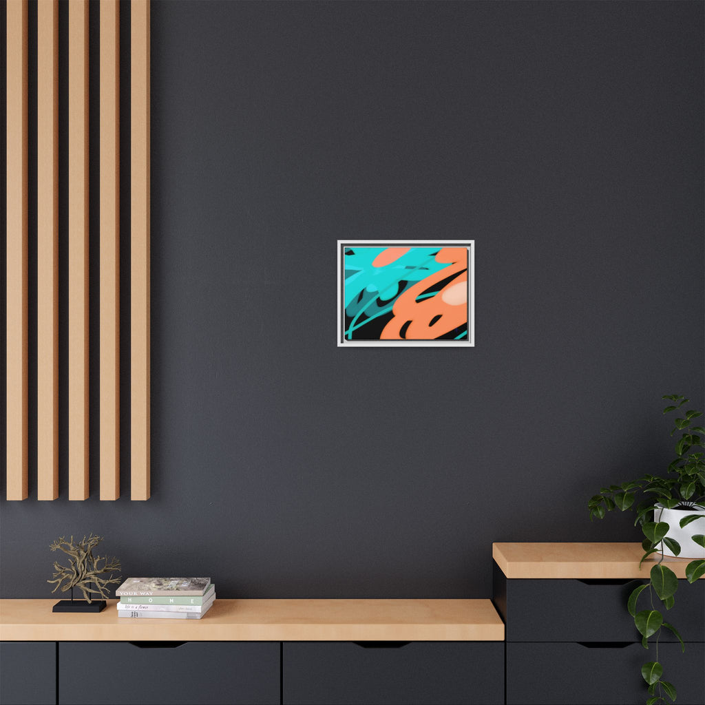 Abstract Teal & Coral Splash Framed Canvas