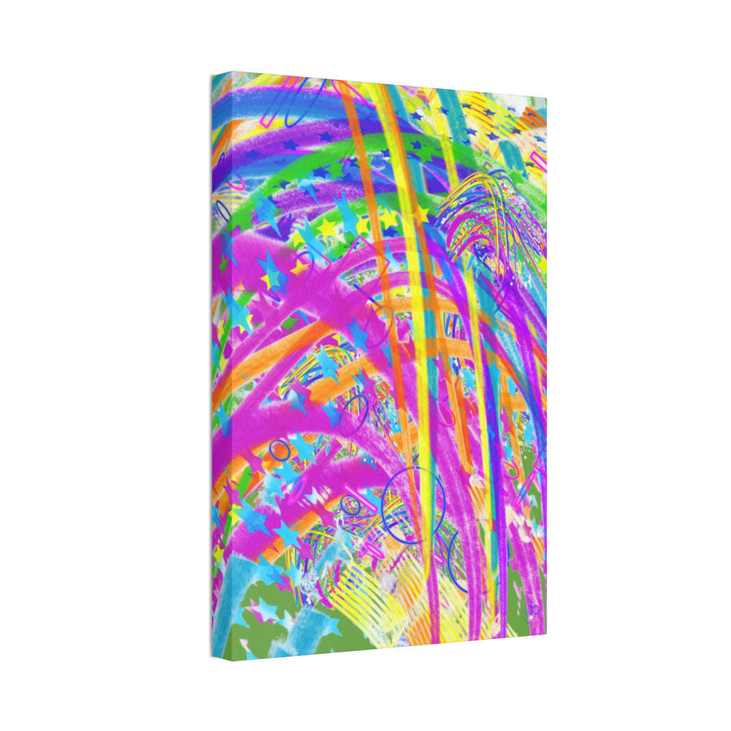 Vibrant Tropical Palm Abstract Canvas – Colorful 1.5" Stretched Wall Art