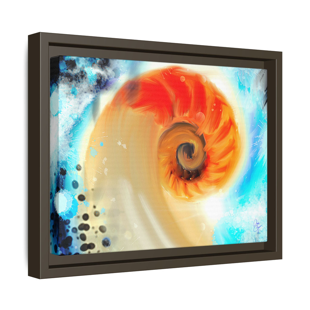 Framed Abstract Spiral Canvas Art — Vibrant Nautical Wave Print