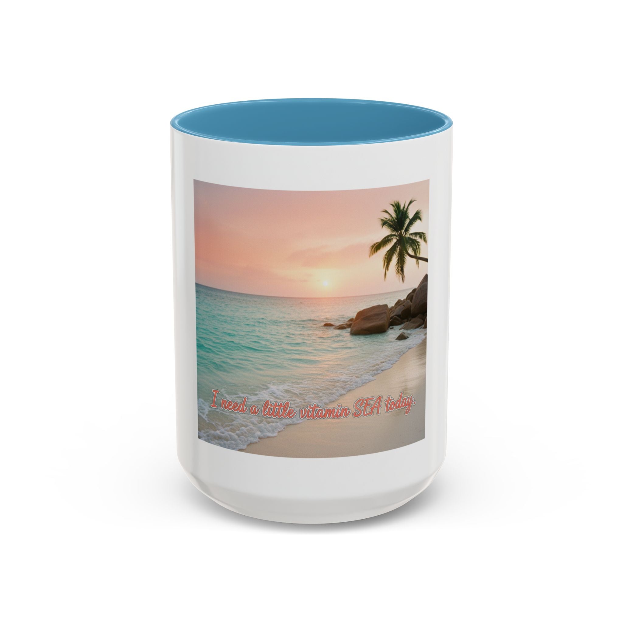 Tropical Beach Coffee Mug — Sunset Palm Ocean Accent Mug (11/15 oz)