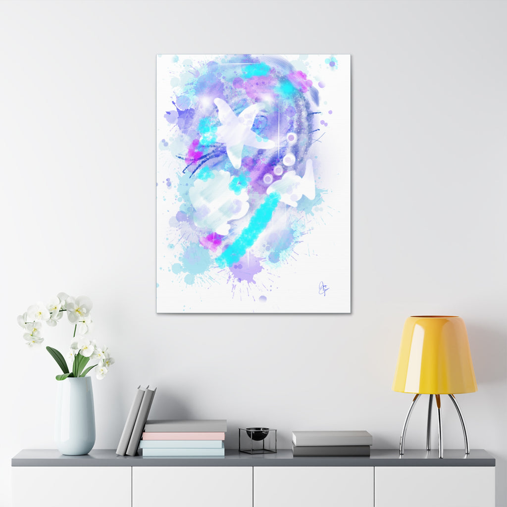 Watercolor Ocean Canvas Art — Purple & Teal Abstract Stretched Canvas