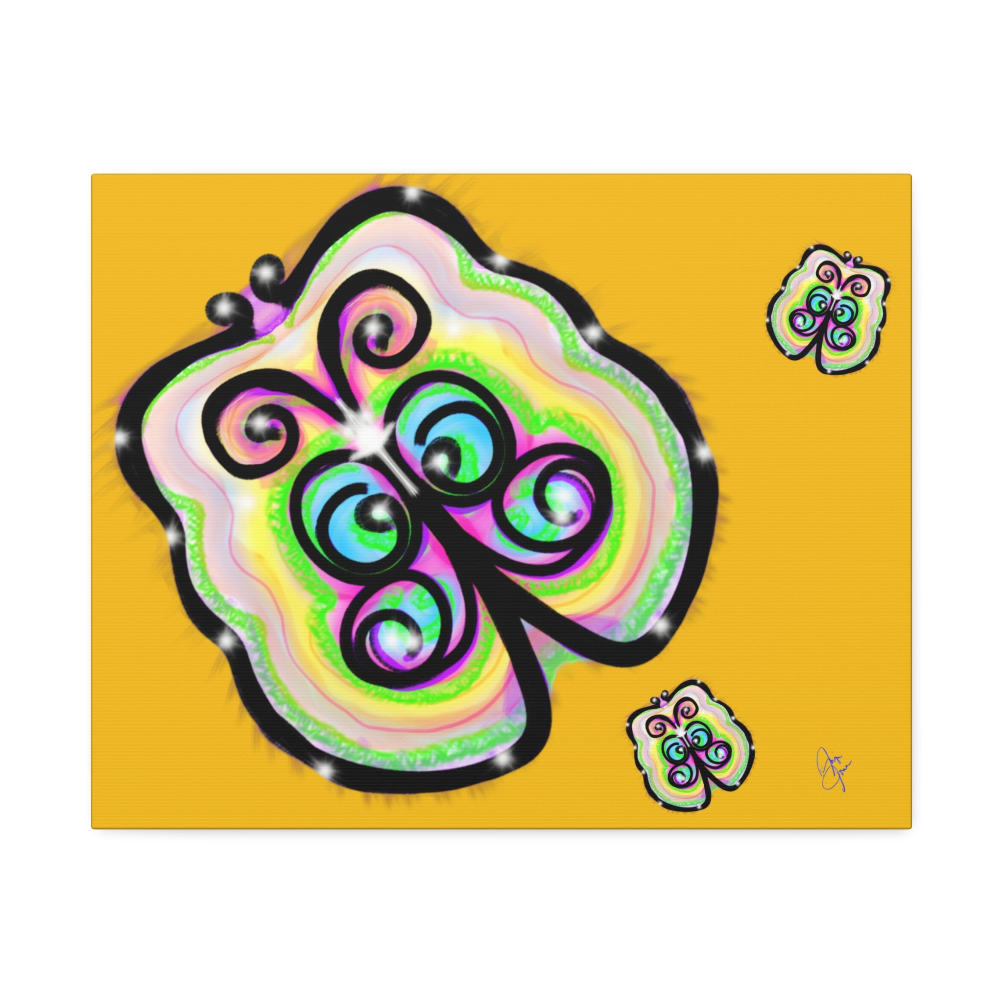 Abstract Rainbow Butterfly Canvas Print — Colorful Pop Art Wall Decor (Stretched 1.5")