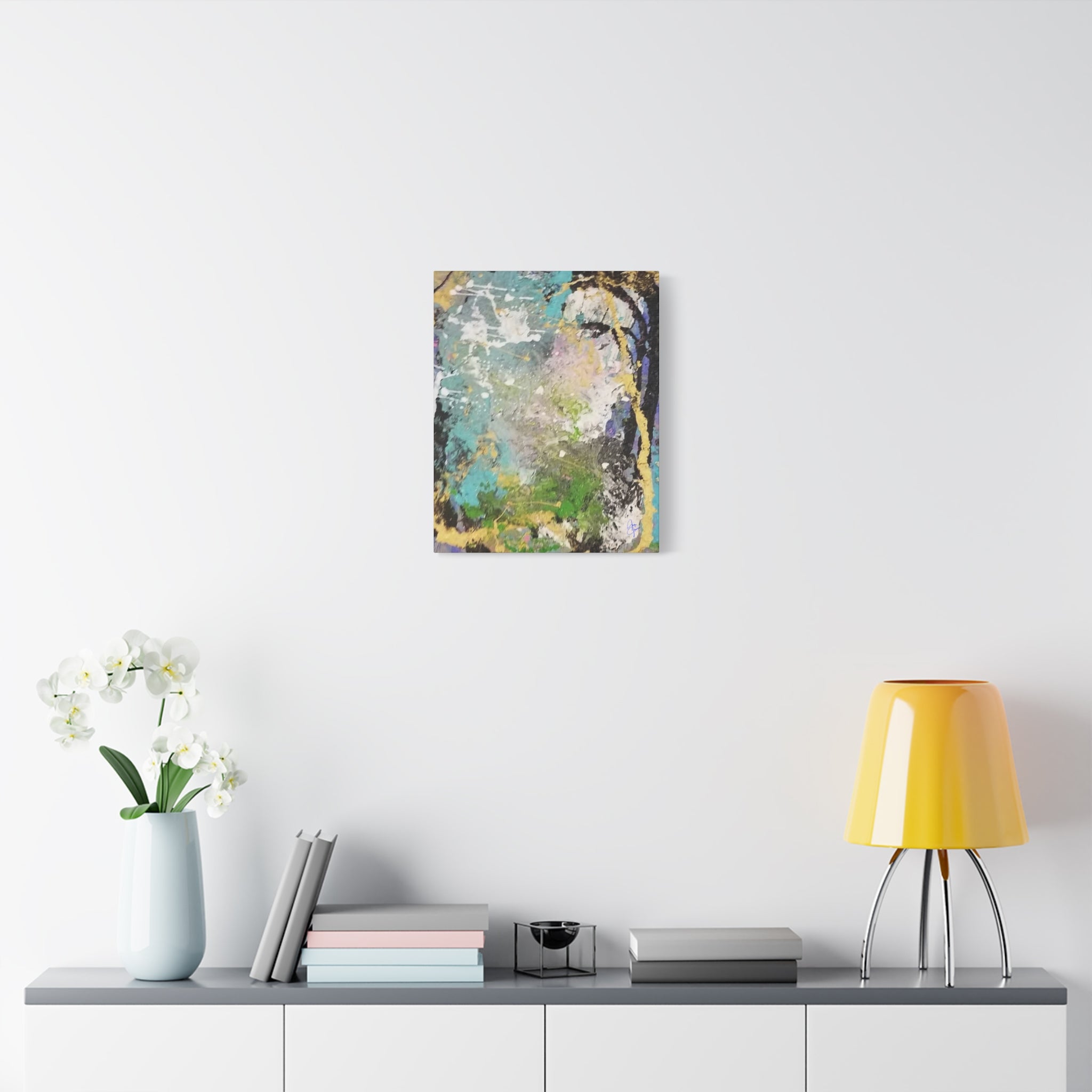 Abstract Green & Teal Matte Canvas Wall Art — Stretched 1.25"