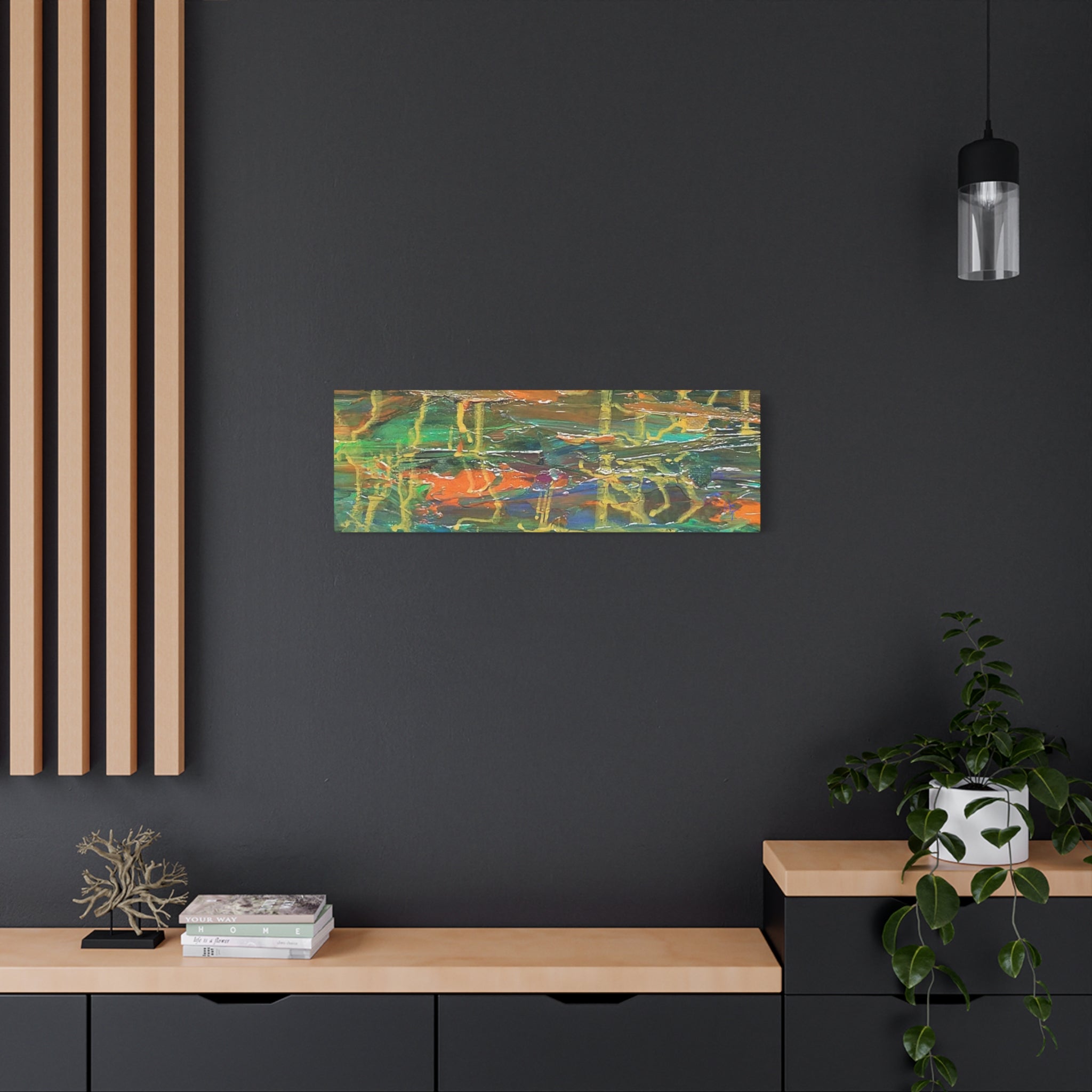 Abstract Green & Orange Matte Canvas Wall Art - Stretched 1.25"