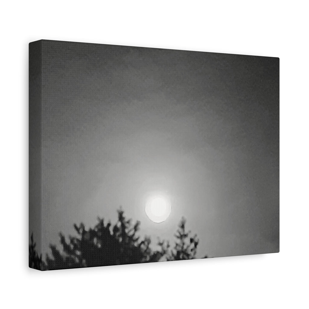 Moonlit Sky Canvas Wall Art — Black & White Night Landscape