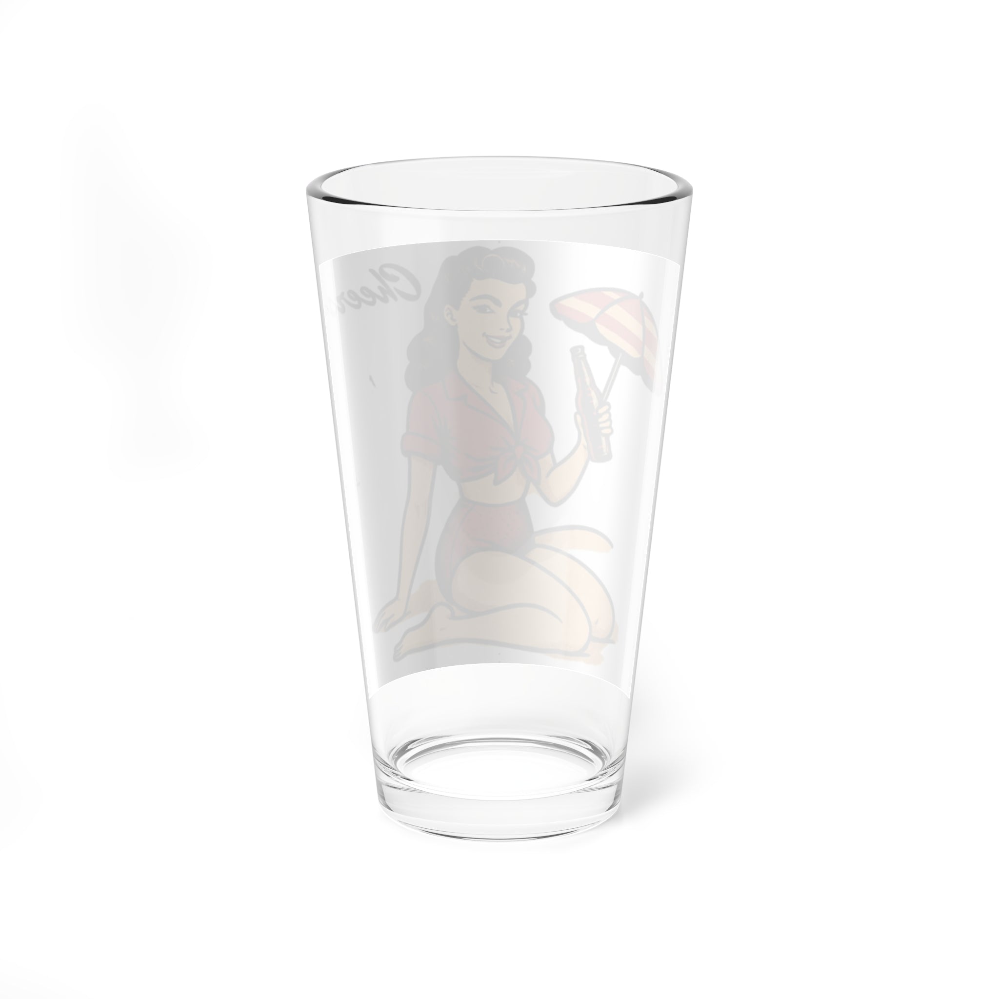 Pinup Beach Girl Mixing Glass – 16oz Retro Cocktail Mixing Glass