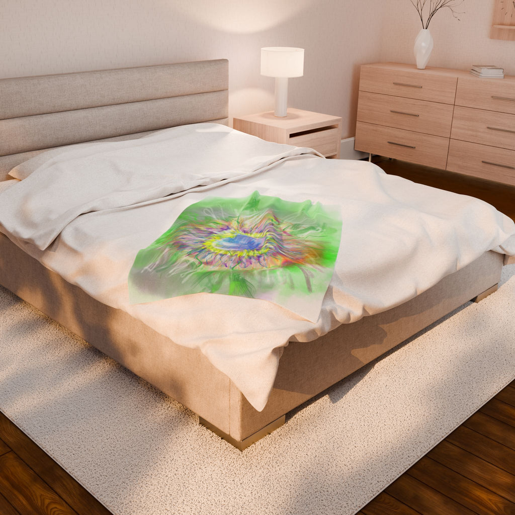 Velveteen Plush Blanket — Pastel Watercolor Sunflower Cozy Throw