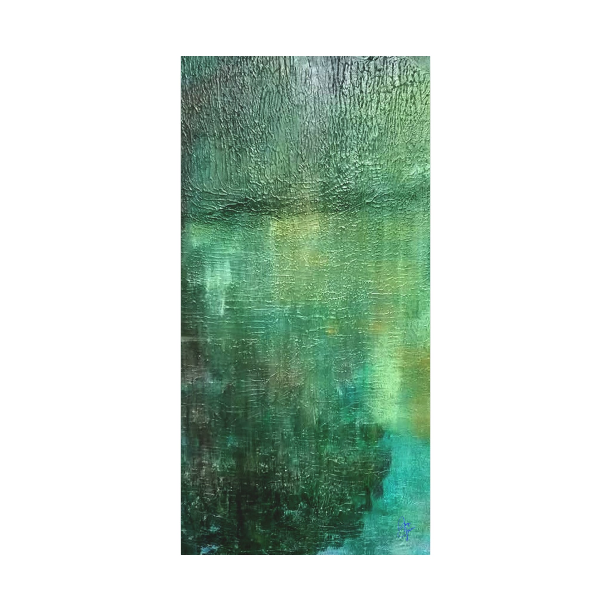 Emerald Abstract Matte Canvas Wall Art — Green Textured Stretched Canvas