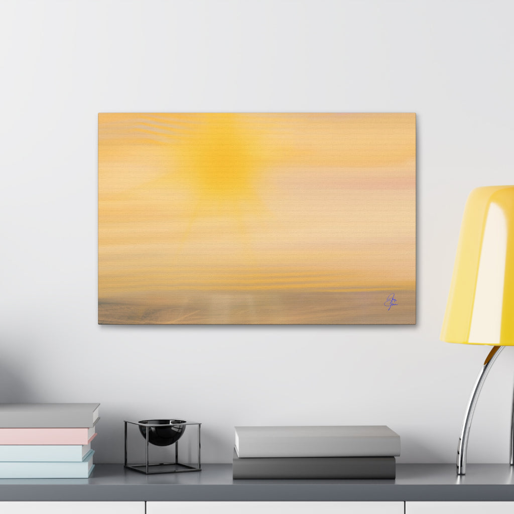 Golden Sunrise Canvas Wall Art – Tranquil Coastal Landscape, Stretched 1.5"