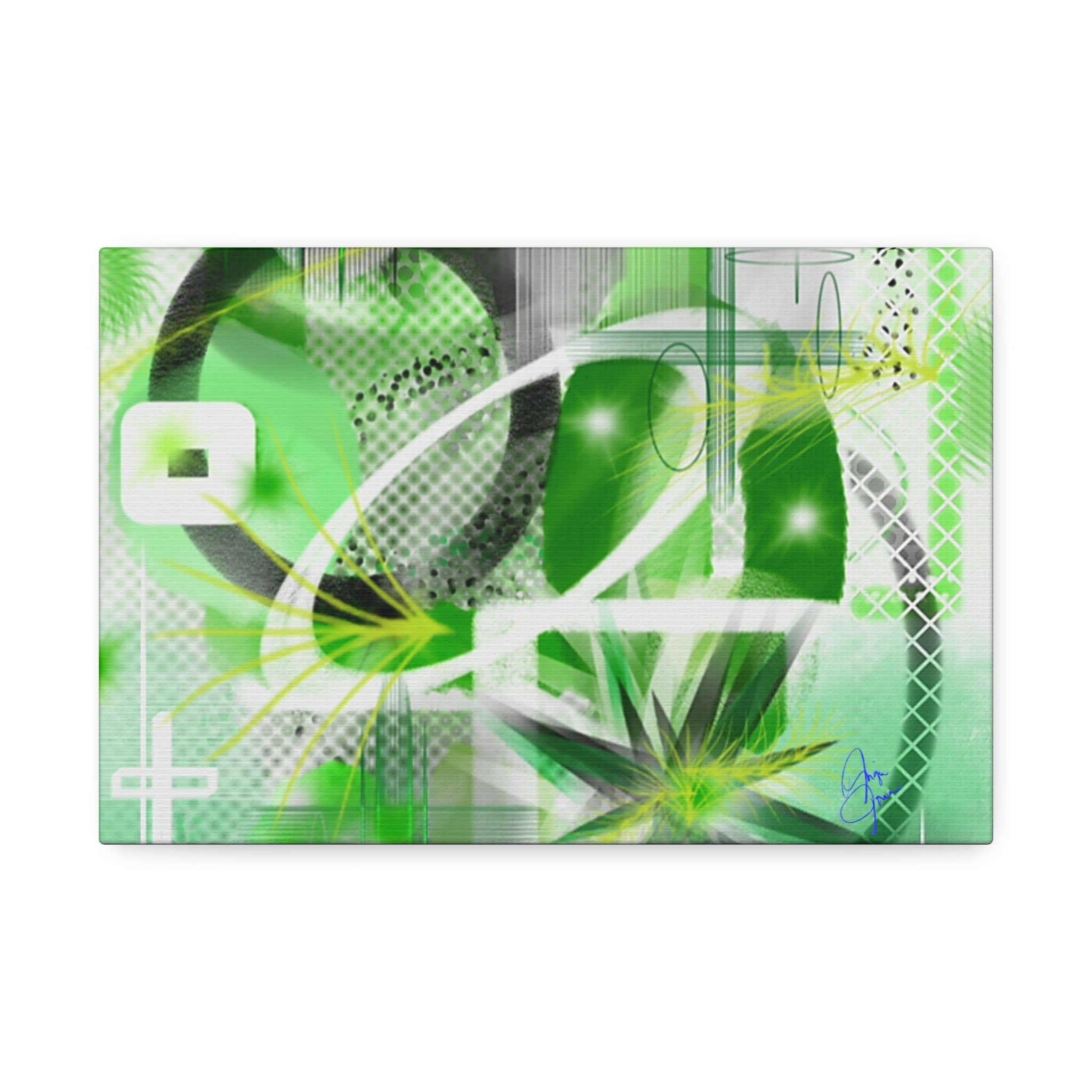 Abstract Green Geometric Canvas Stretched Print